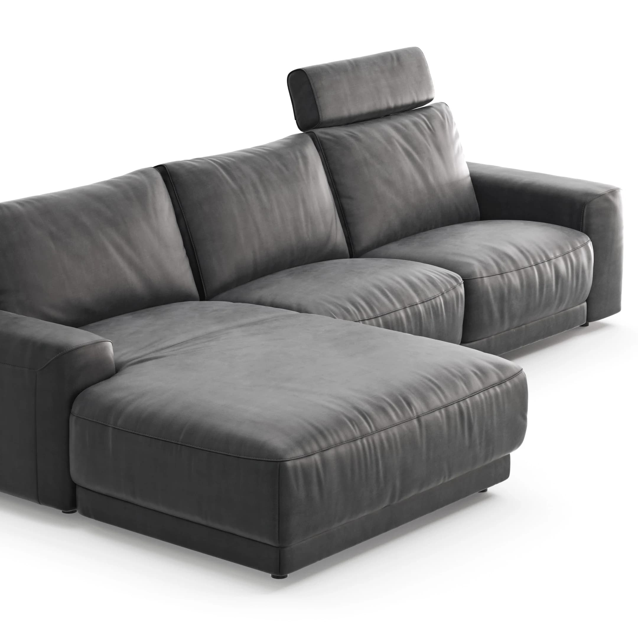 Ecksofa Balok - Longchair groß links mit 2,5-Sitzer, inkl. Relaxfunktion (motorisch) und Kopfstütze, Stoff, Anthrazit