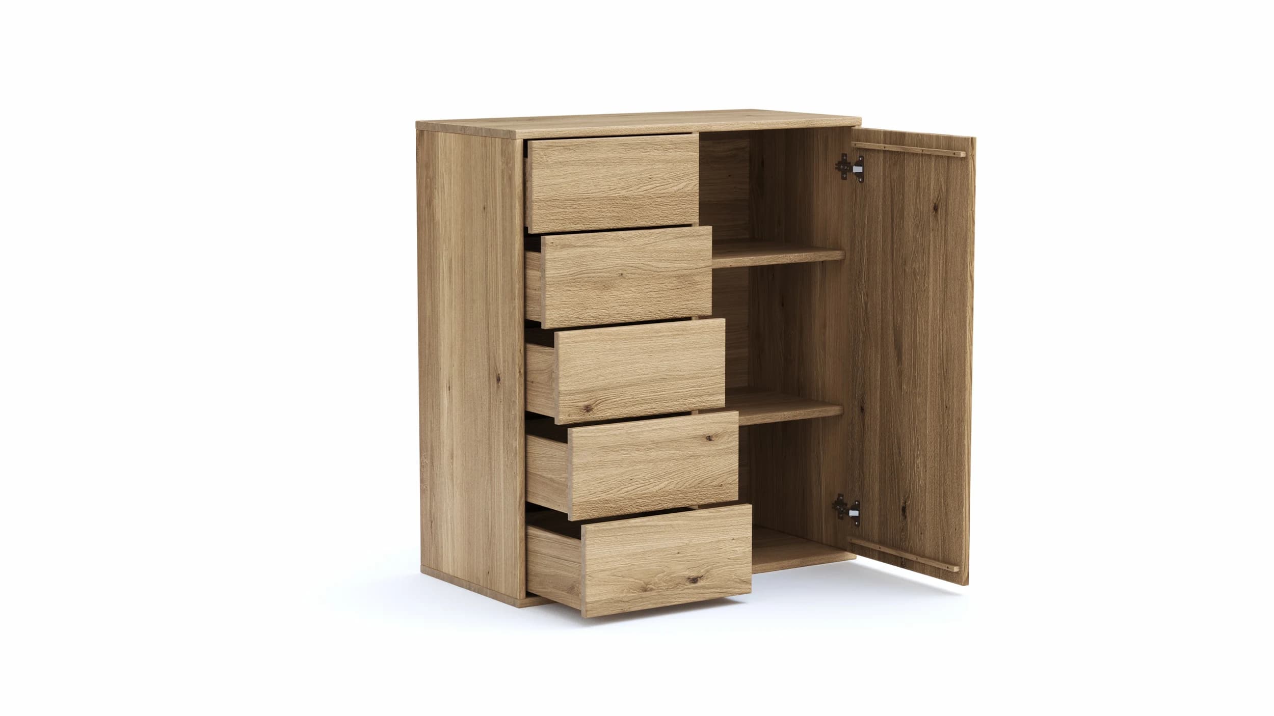 Kommode Williston - Wildeiche bianco, Front sandgestrahlt