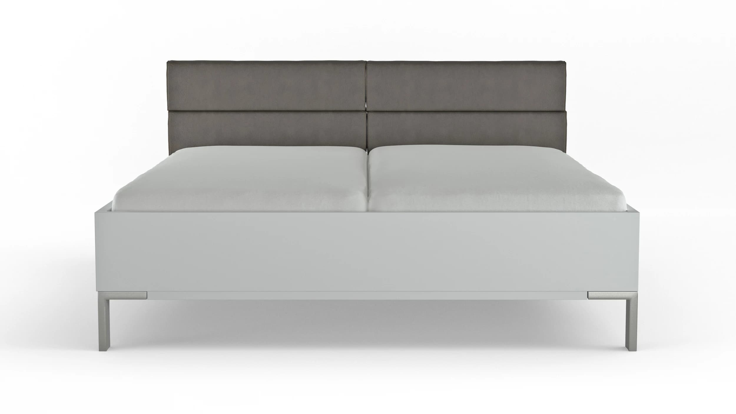 Bett Viana - Liegefläche ca. 180x200 cm, Holzwerkstoff Weiß, Kunstleder Anthrazit