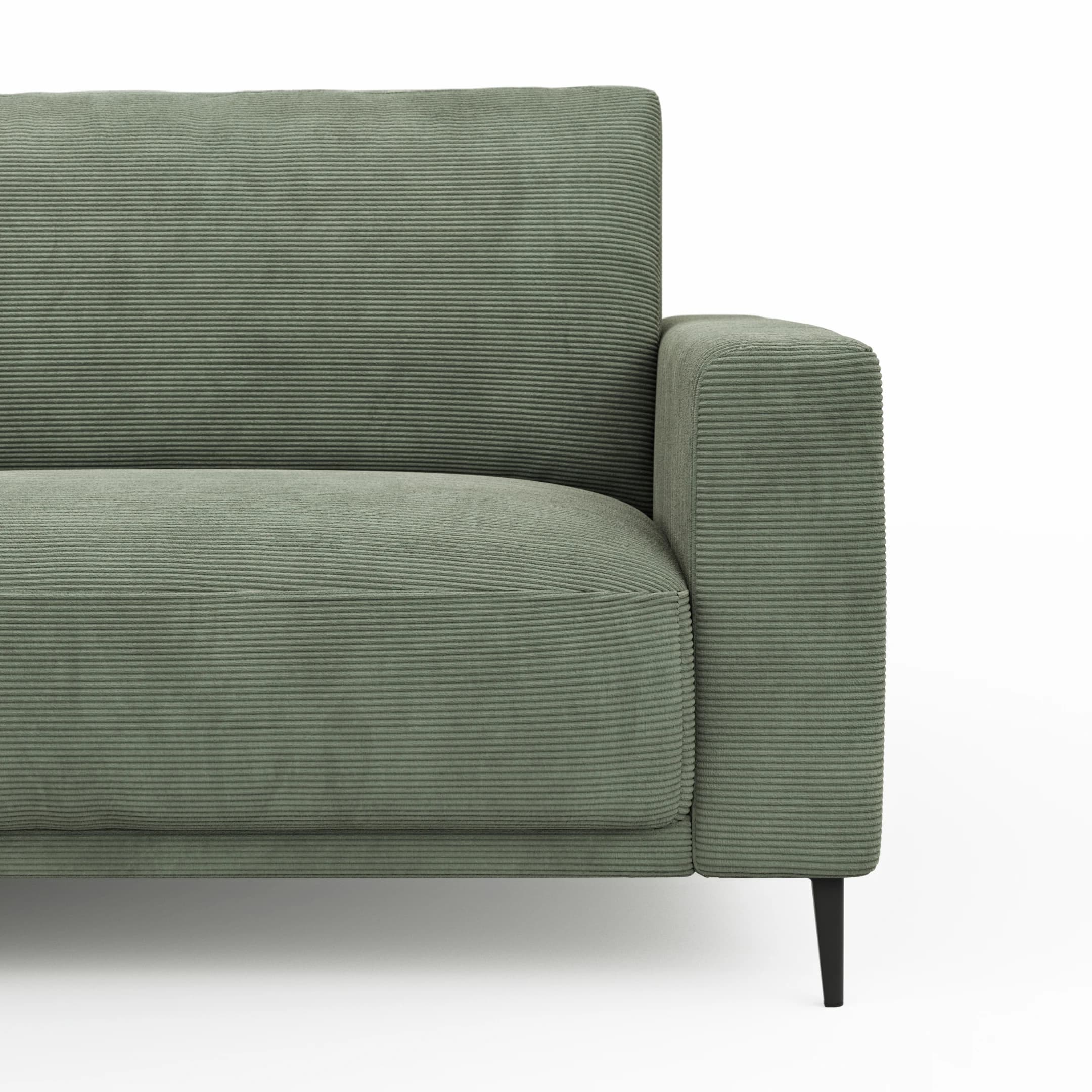Ecksofa Solero 2.0 - Longchair mit 1,5-Sitzer rechts, Stoff, Olivgrün