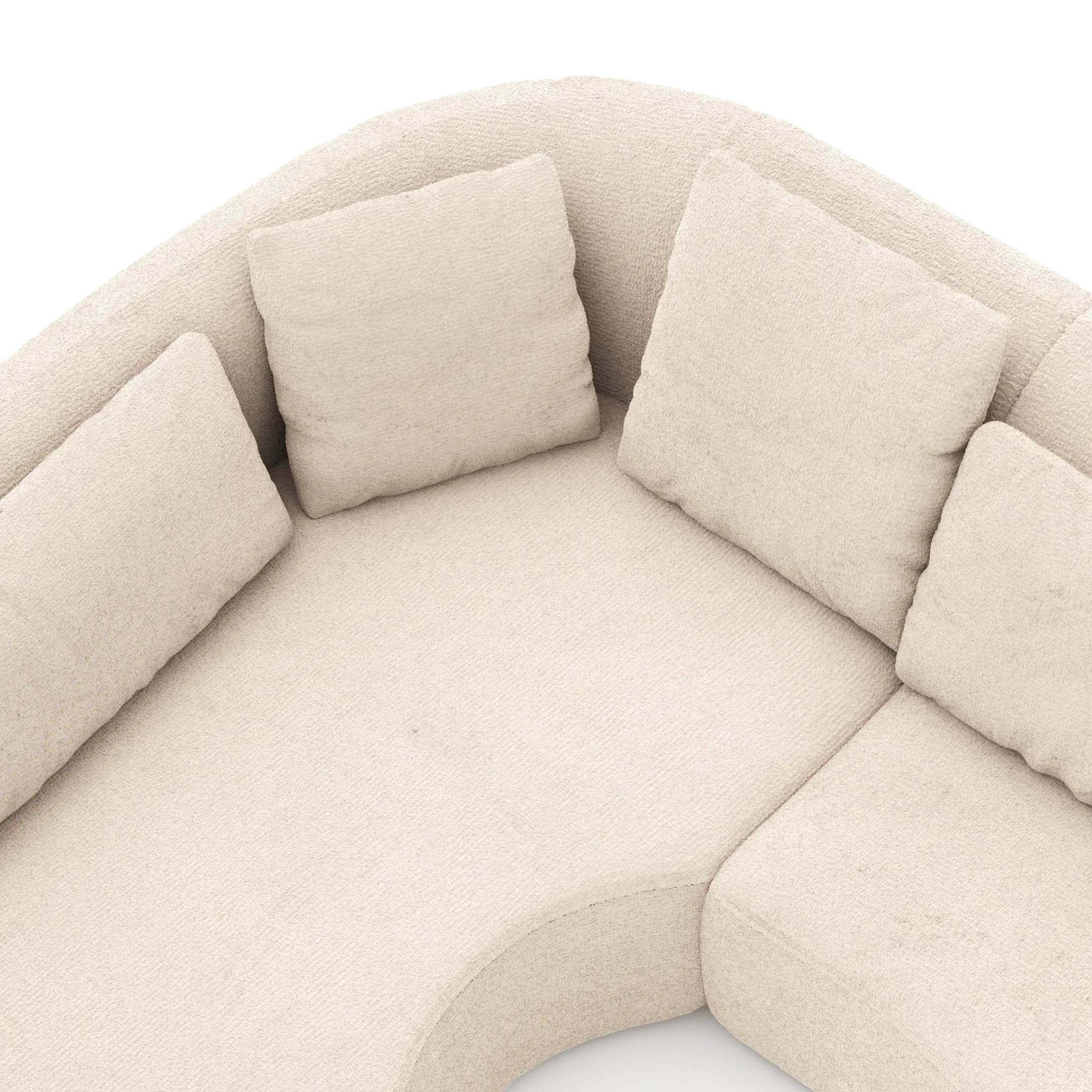 Ecksofa Karasu - Ottomane links mit 3-Sitzer rechts, Stoff, Natur