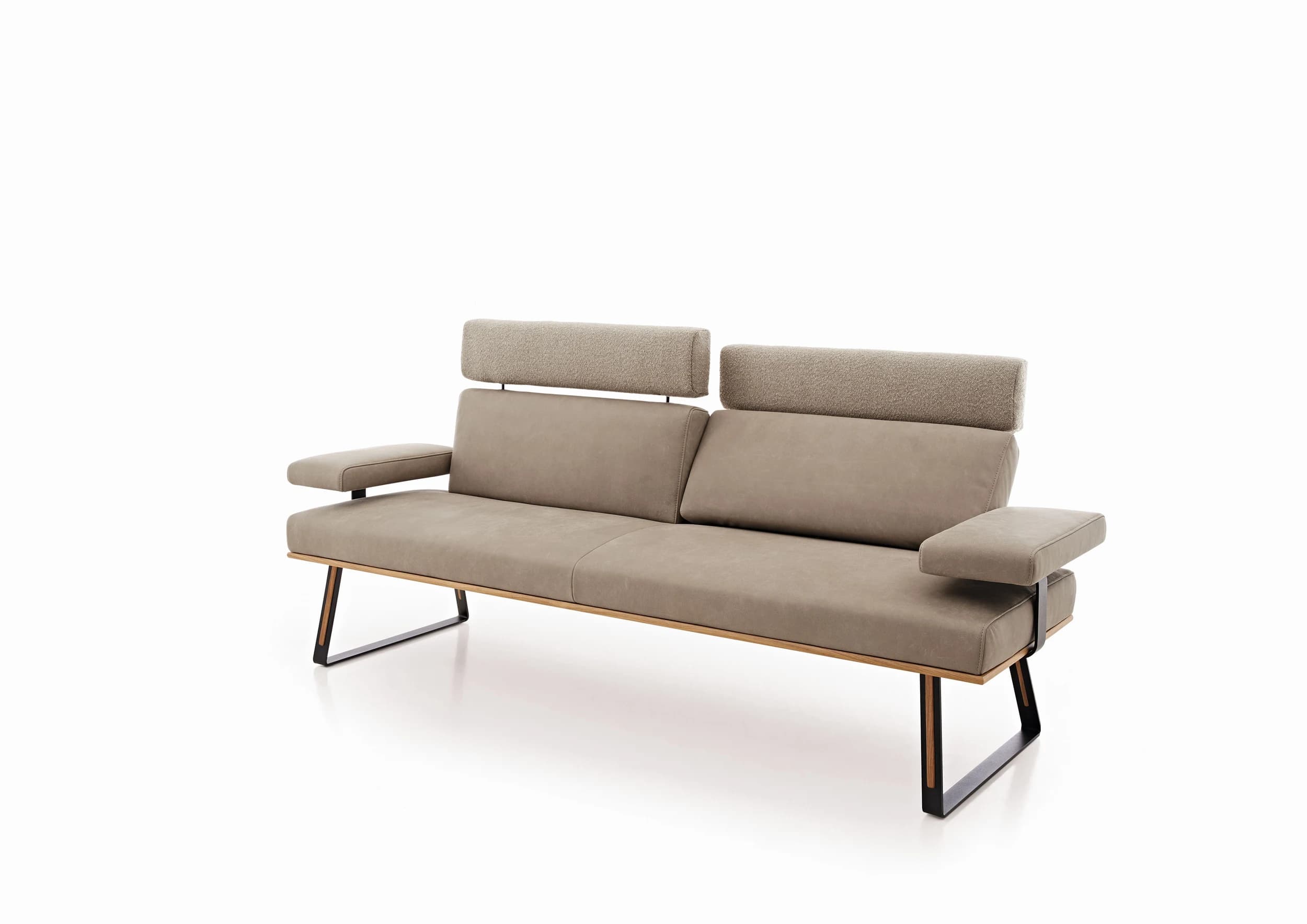 Polsterbank - Breite ca. 235 cm, Leder/Stoff, Jade
