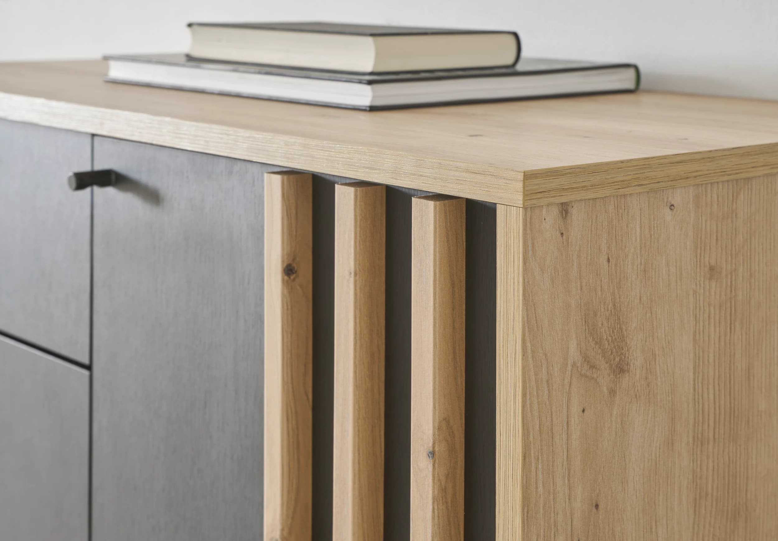 Kompaktgarderobe- Eiche Dekor, Schwarz