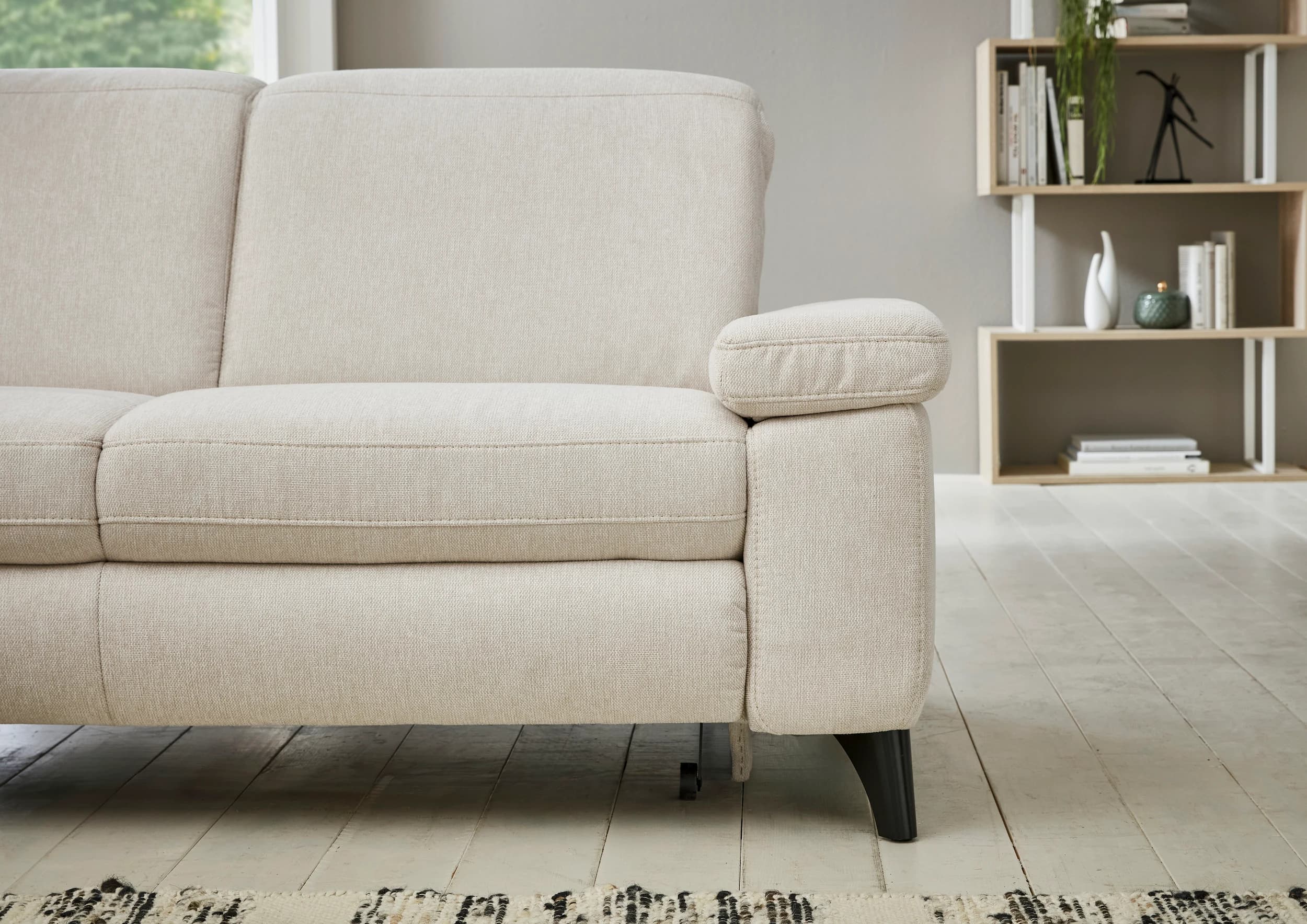 Ecksofa - Ecke links mit 2-Sitzer, Stoff, Beige