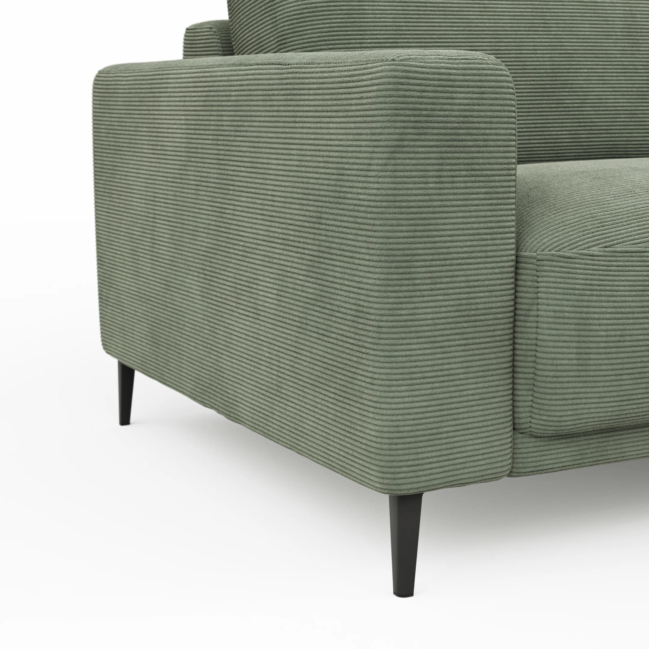 Ecksofa Solero 2.0 - 1,5-Sitzer mit Longchair rechts, Stoff, Olivgrün