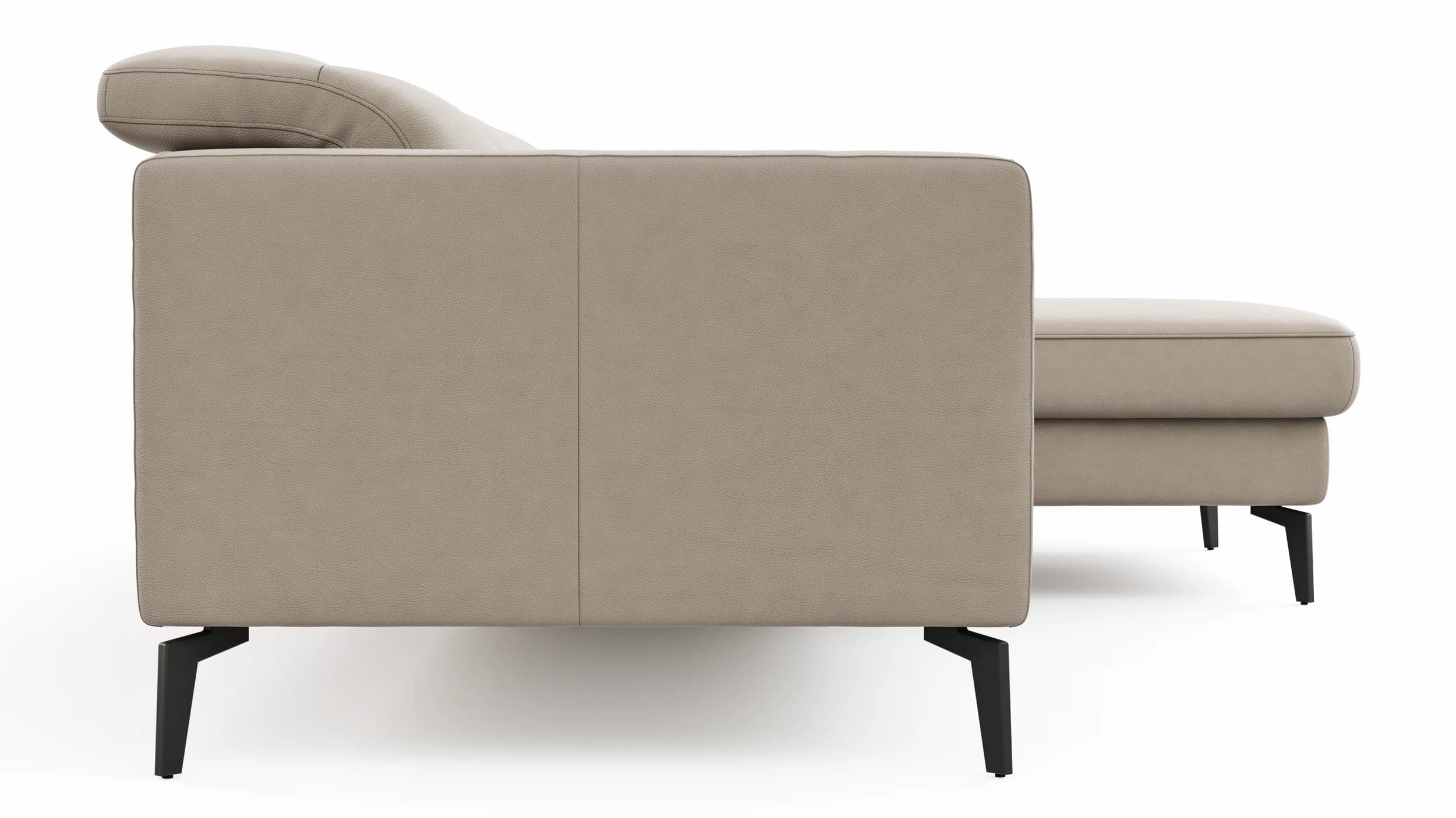 Ecksofa Rafaela 2.0 - 2,5-Sitzer mit Longchair rechts inkl. Kopfteilverstellung, Leder, Champagner