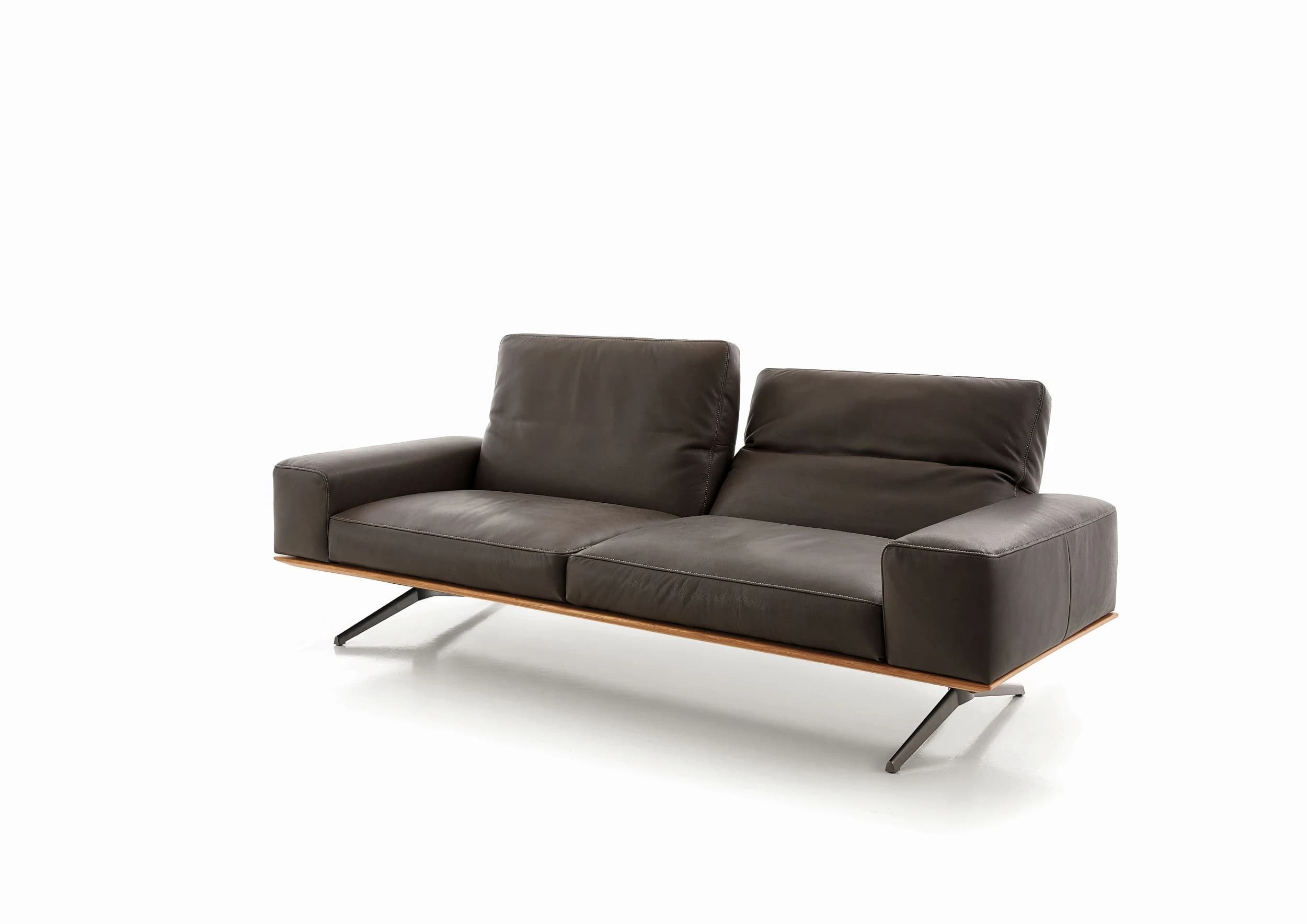 Sofa - 2,5-Sitzer, Kopfteil/Rückenlehne verstellbar, Leder, Dunkelbraun