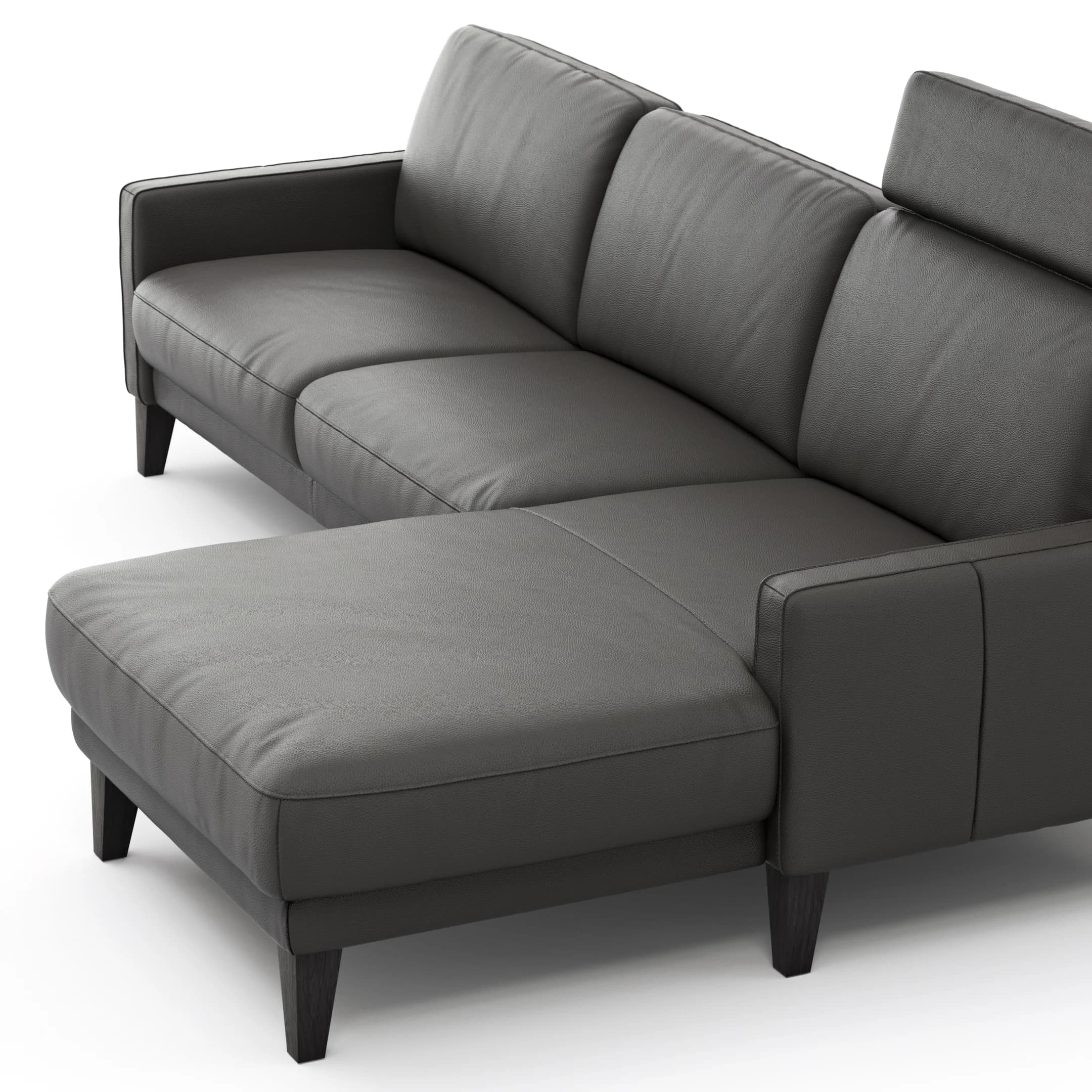 Ecksofa Matero - 2,5-Sitzer mit Longchair rechts inkl. Relaxfunktion motorisch, Leder, Anthrazit