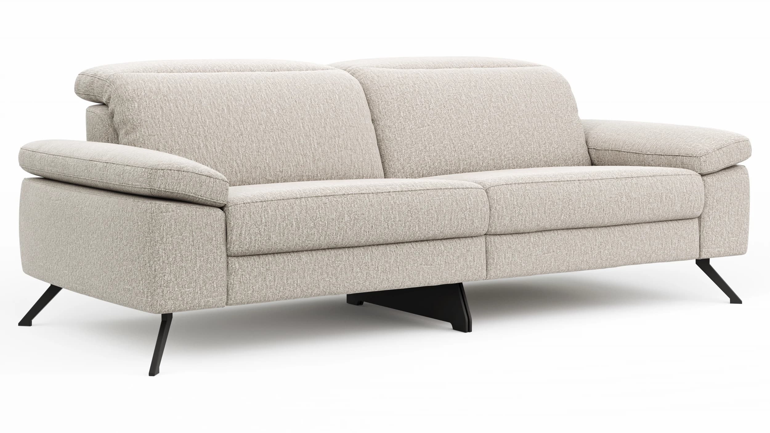 Sofa Rafaela 2.0 - 3-Sitzer inkl. 1x Relaxfunktion und Kopfteile verstellbar, Stoff, Champagner
