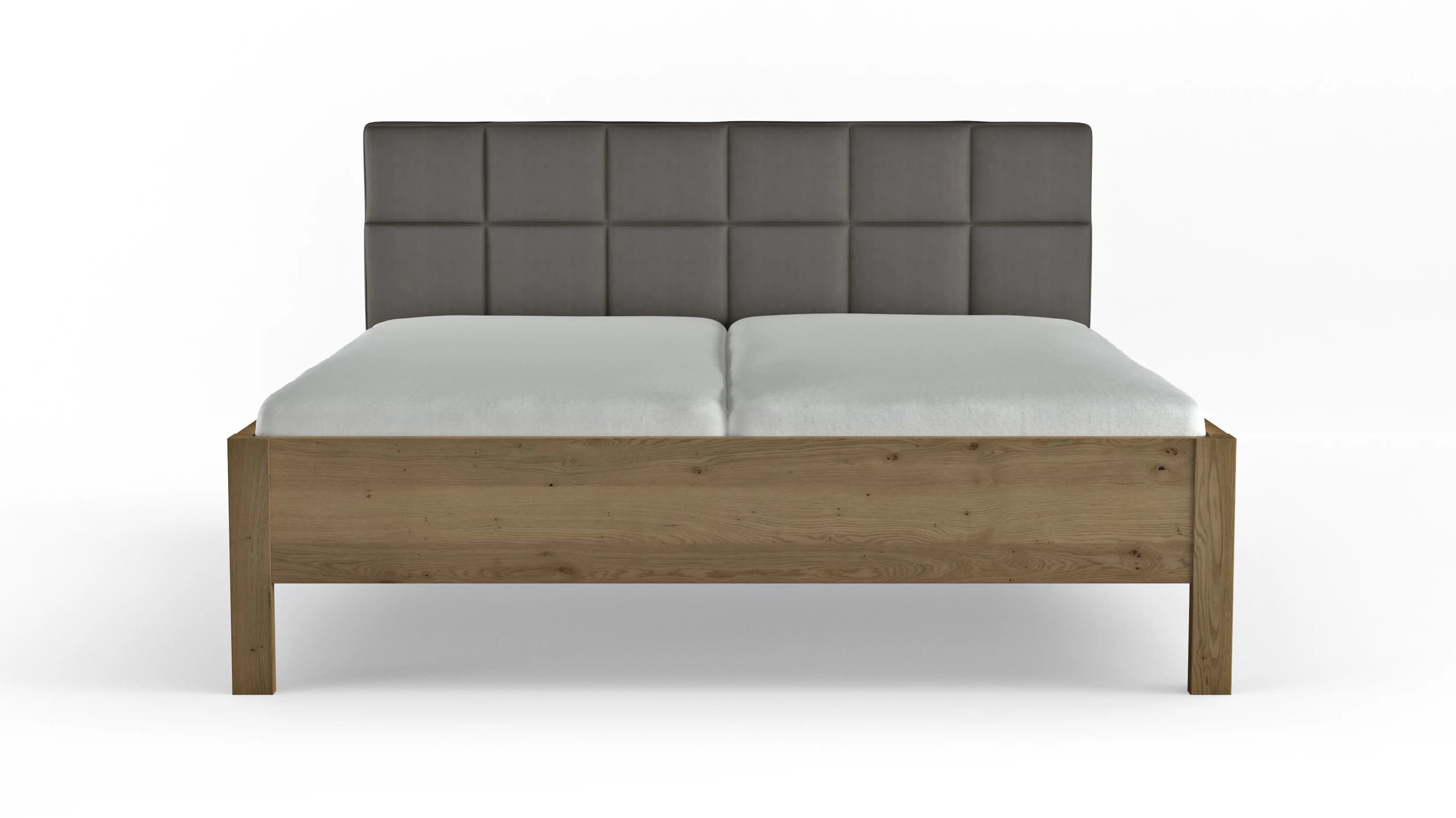 Bett Viana - Liegefläche ca. 180x200 cm, Balkeneiche furniert, Kunstleder Anthrazit