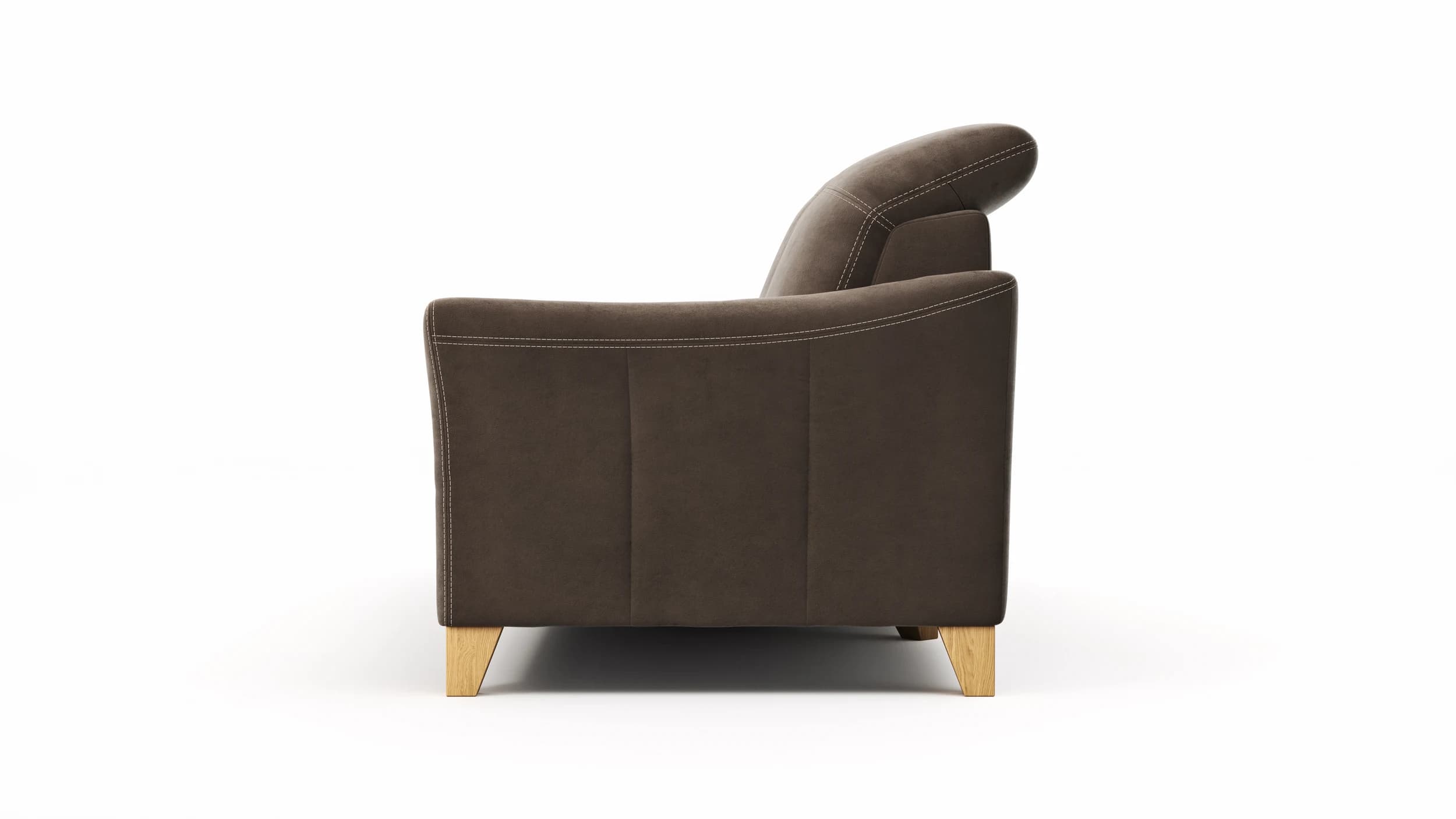 Sofa Canterbury - Recamiere rechts, inkl. Kopfteil verstellbar und Sitzvorzug (motorisch), Stoff, Dunkelbraun