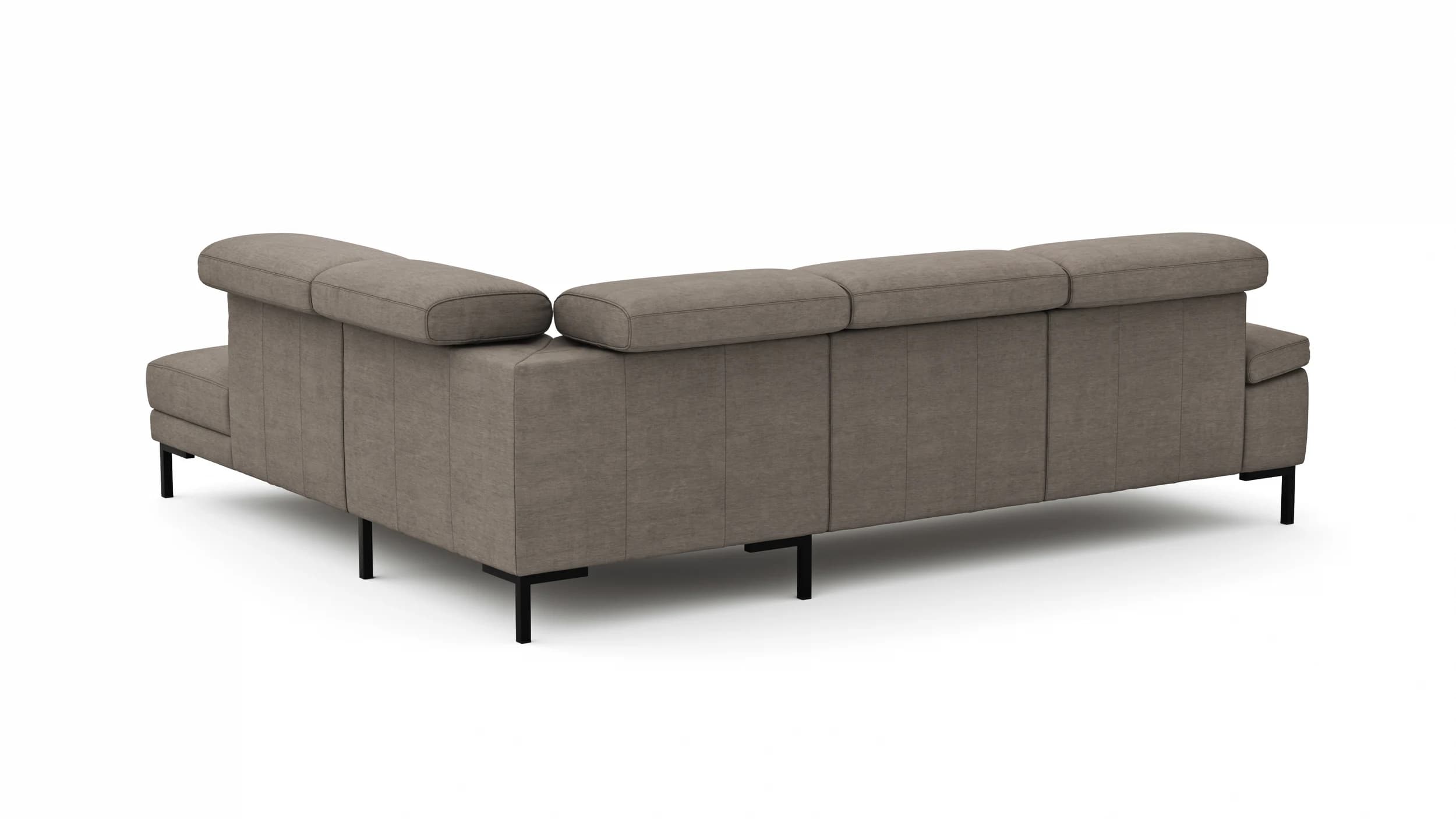 Ecksofa Hudson - 2,5-Sitzer mit Ecke rechts, inkl. Kopfteil verstellbar, Stoff, Khaki