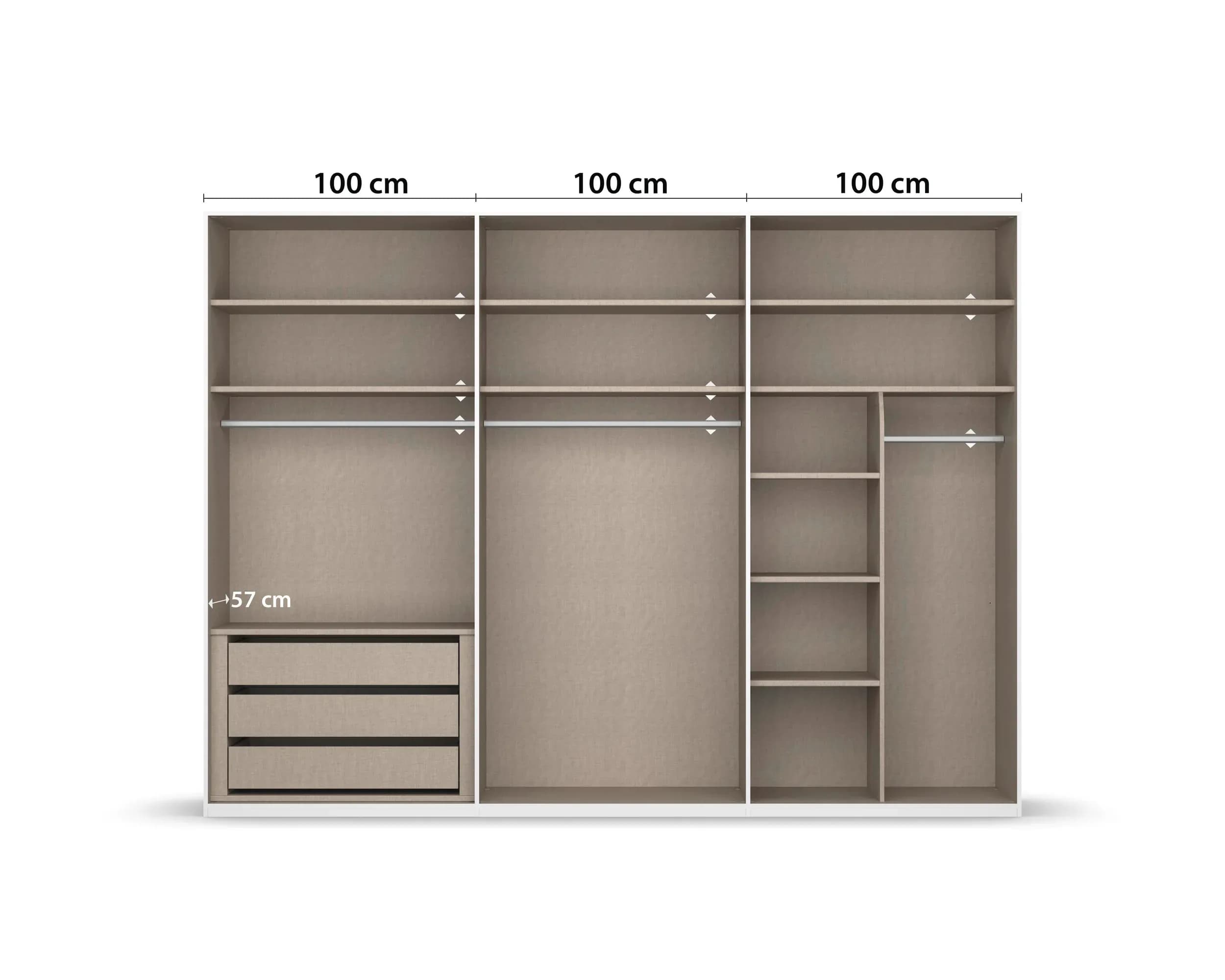Drehtürenschrank - B. ca. 301 cm, Hochglanz Weiß