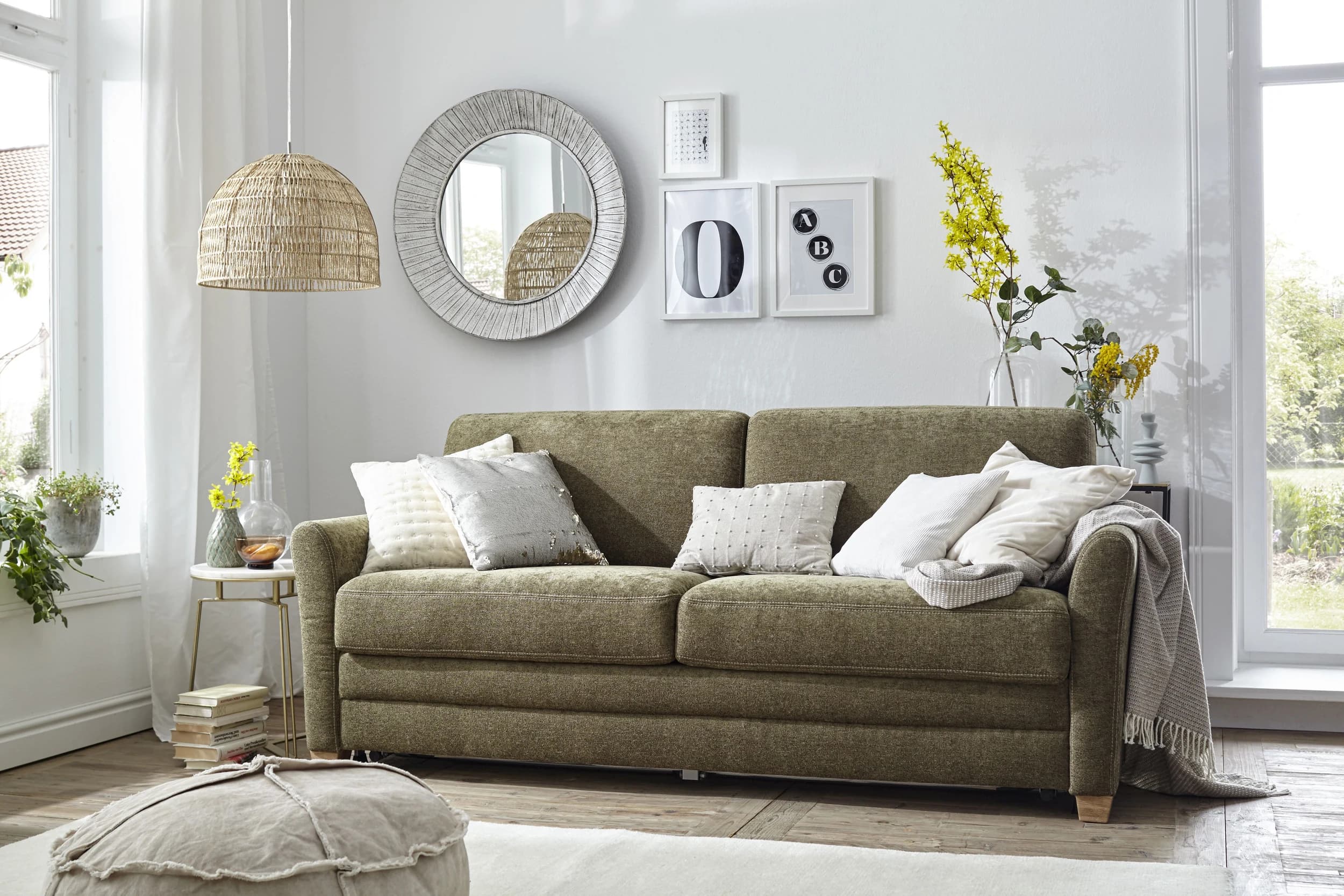 Sofa Lakeville 1 - 2-Sitzer inkl. Schlaffunktion, Stoff, Grün