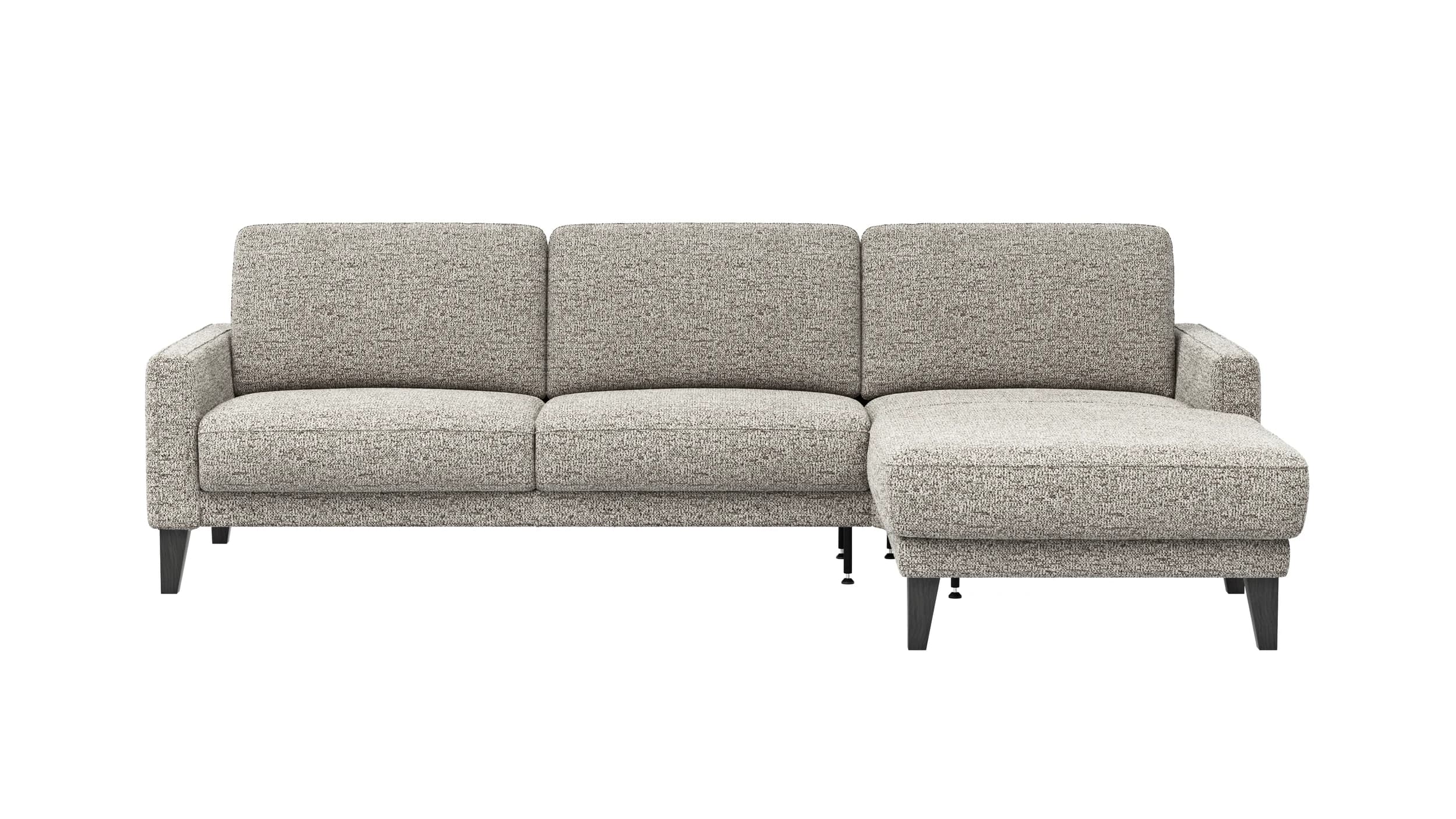 Ecksofa Matero - 2,5-Sitzer mit Longchair rechts, Stoff, Graubeige