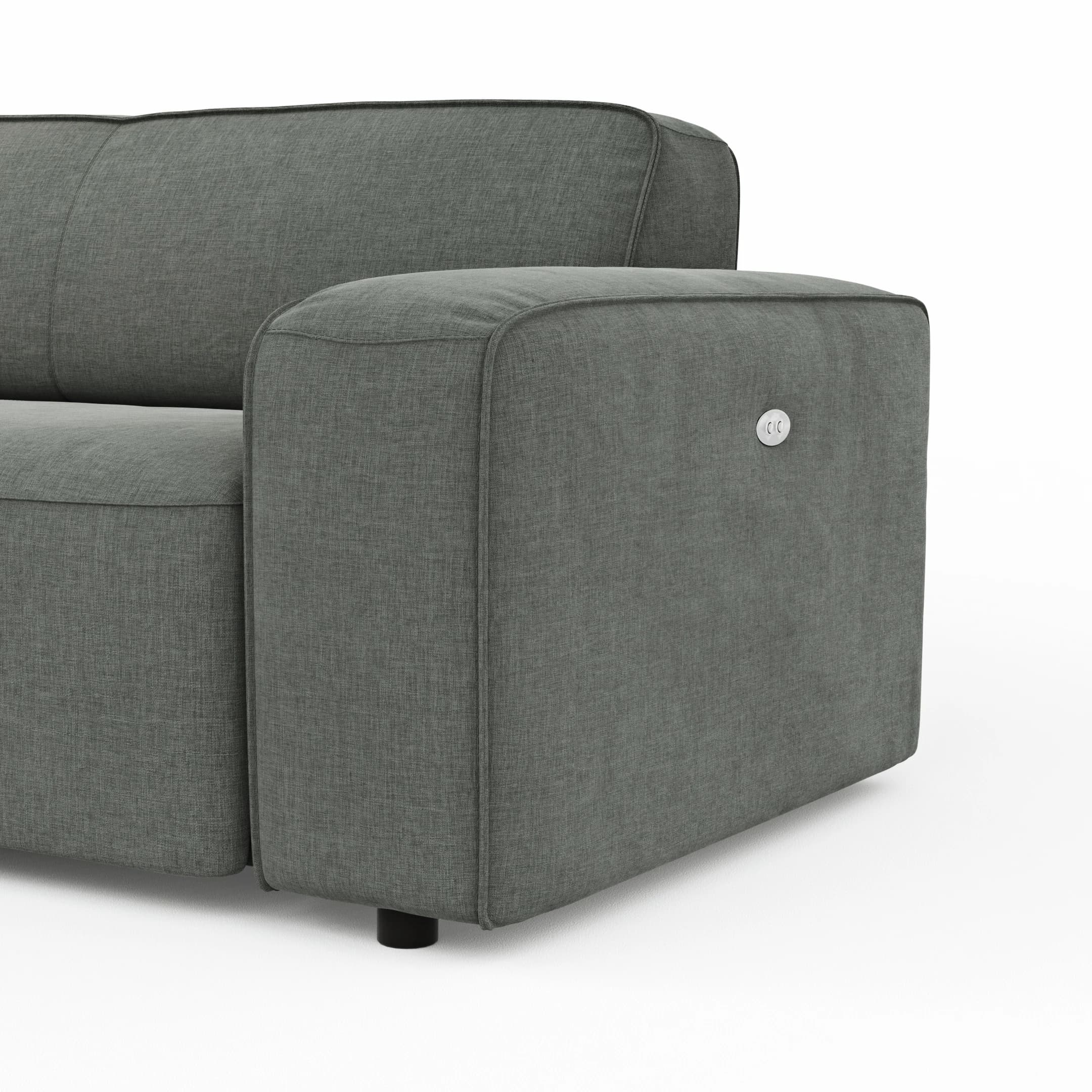 Ecksofa Denver -  Longchair links mit 2-Sitzer, inkl. Sitzvorzug (motorisch), Stoff, Grau