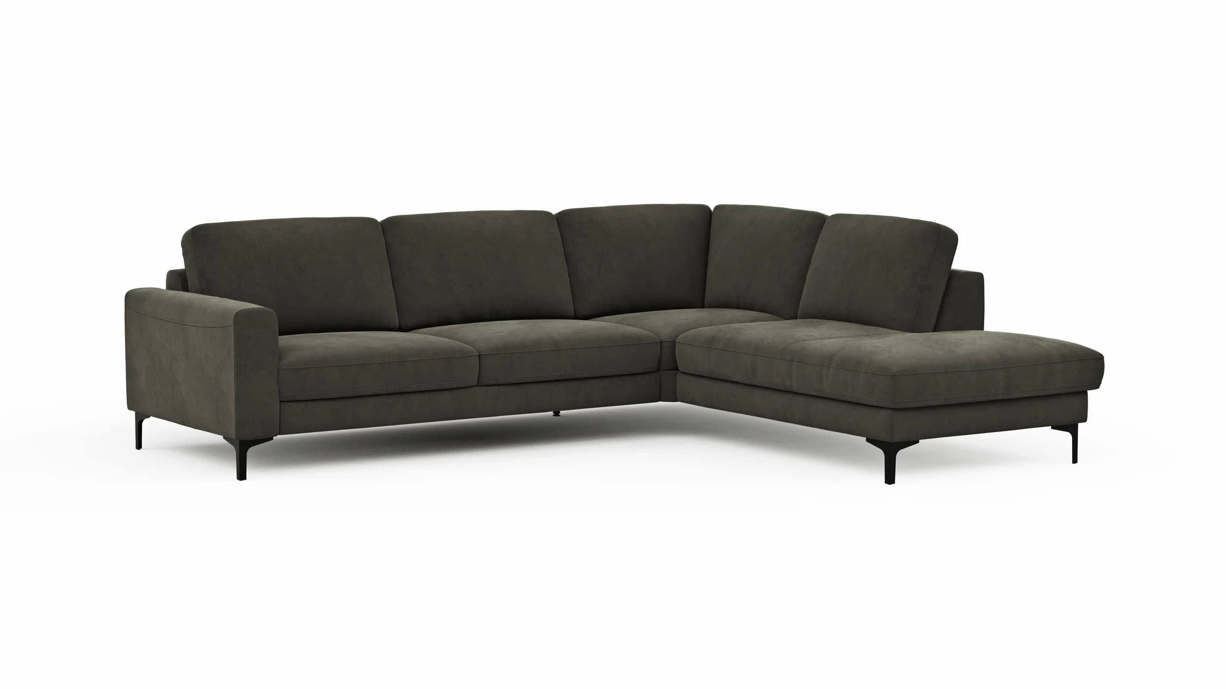 Ecksofa Oviedo - Ecke links mit 2,5-Sitzer, Stoff, Braungrün