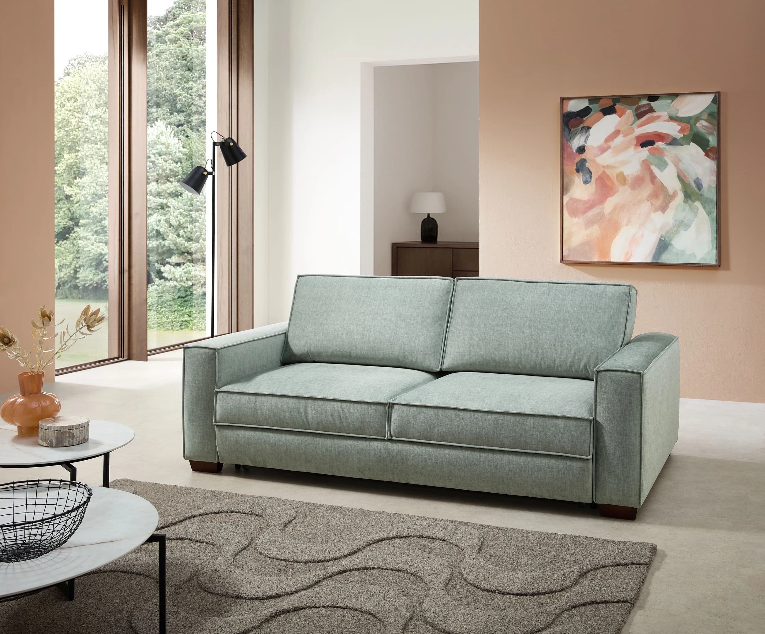 Sofa - Schlaffunktion, Stoff, Grau
