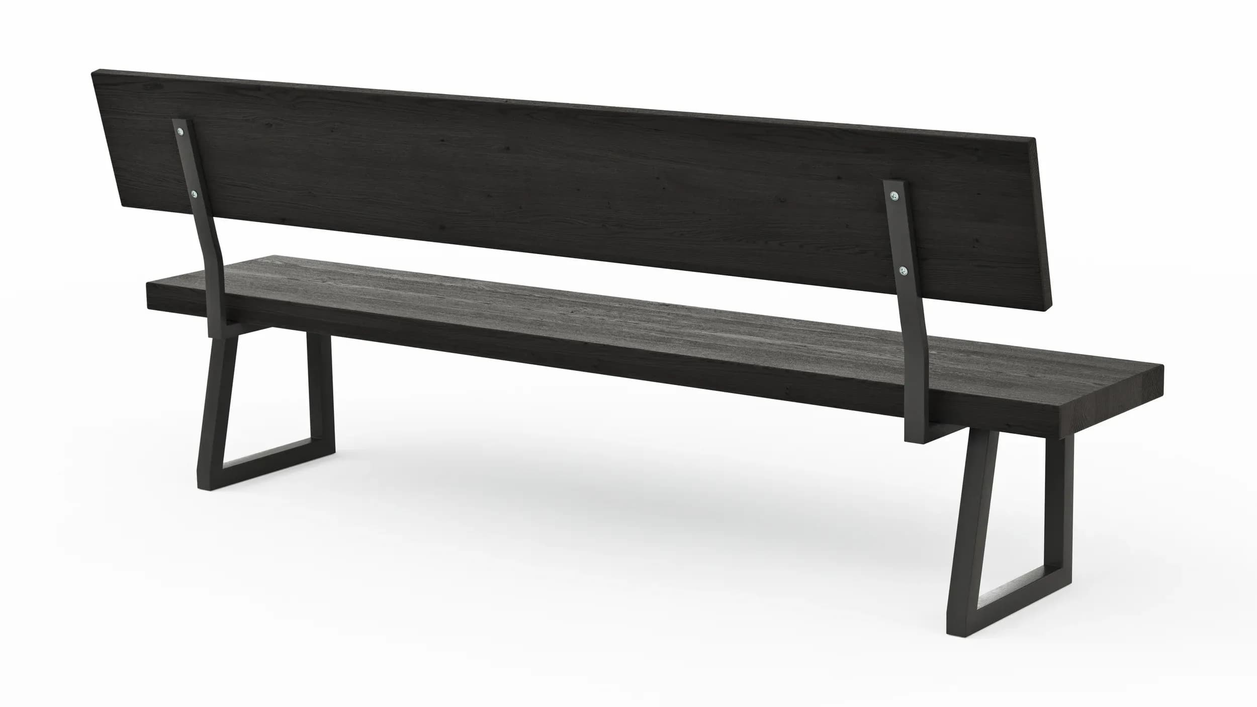 Holzbank Clifton - mit Rückenlehne, Breite ca. 220 cm, Zerreiche massiv, smoked