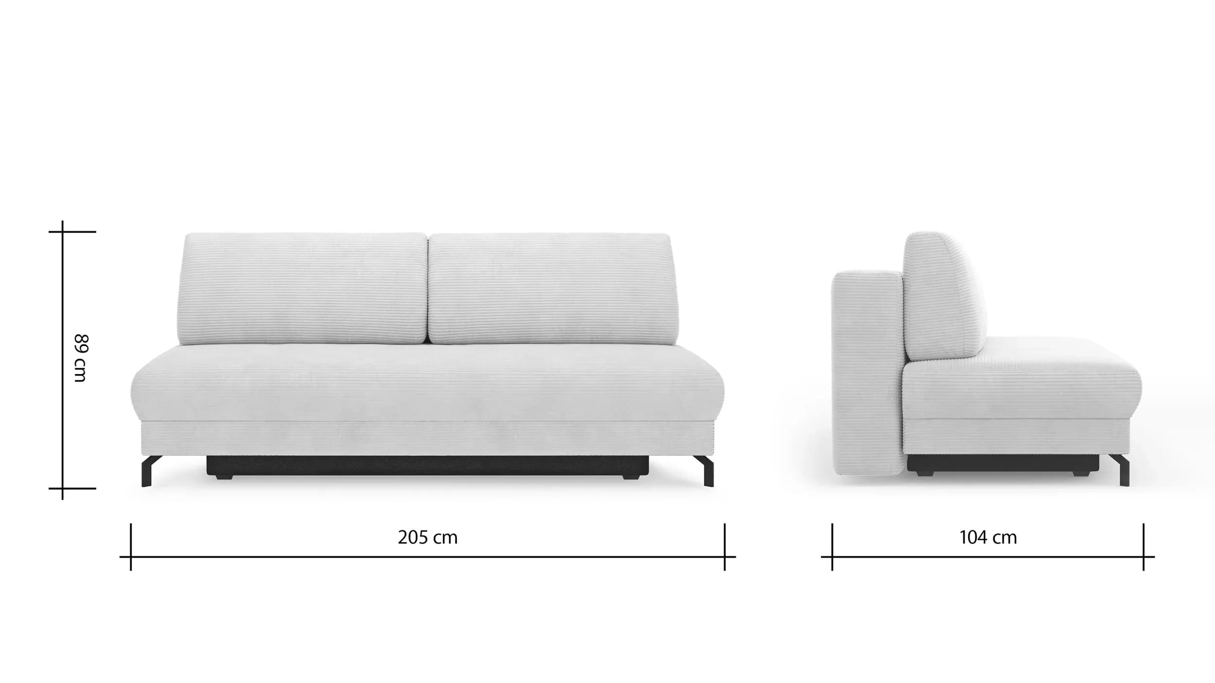Schlafsofa Salema - 3-Sitzer mit Schlaffunktion (Liegefläche ca. 150x200cm), Stoff, Weiß