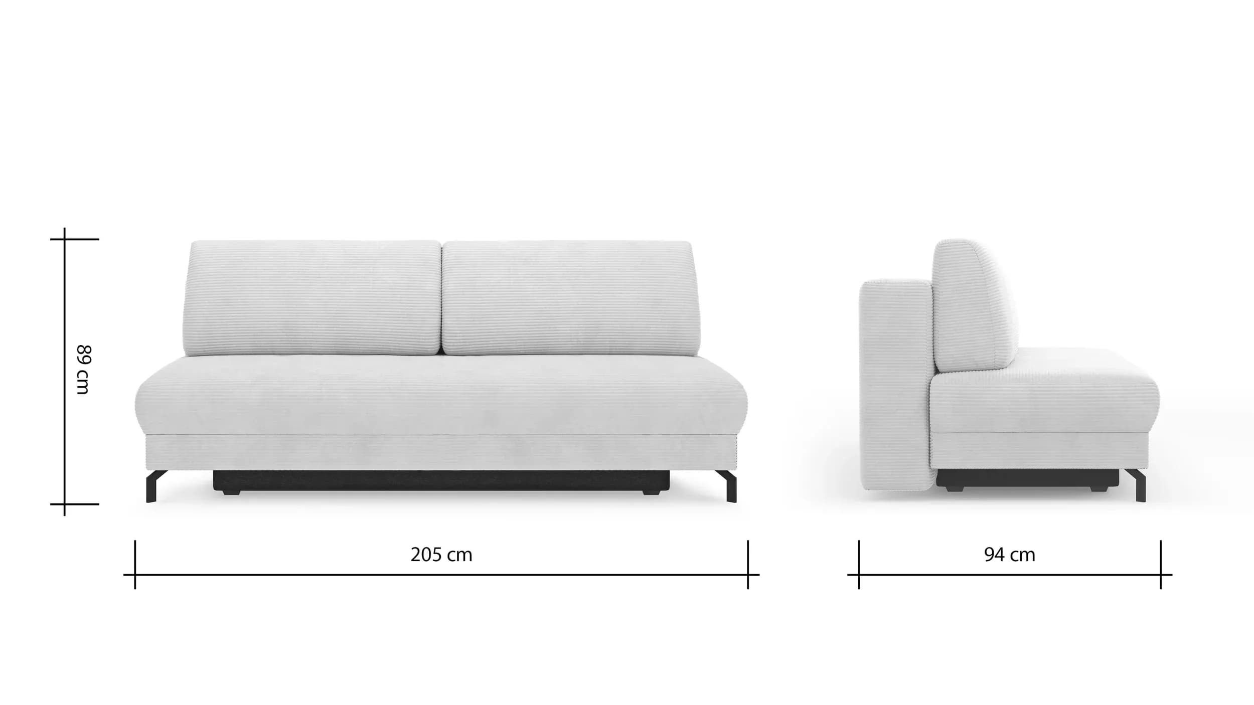 Schlafsofa Salema - 3-Sitzer mit Schlaffunktion (Liegefläche ca. 140x200 cm), Stoff, Weiß