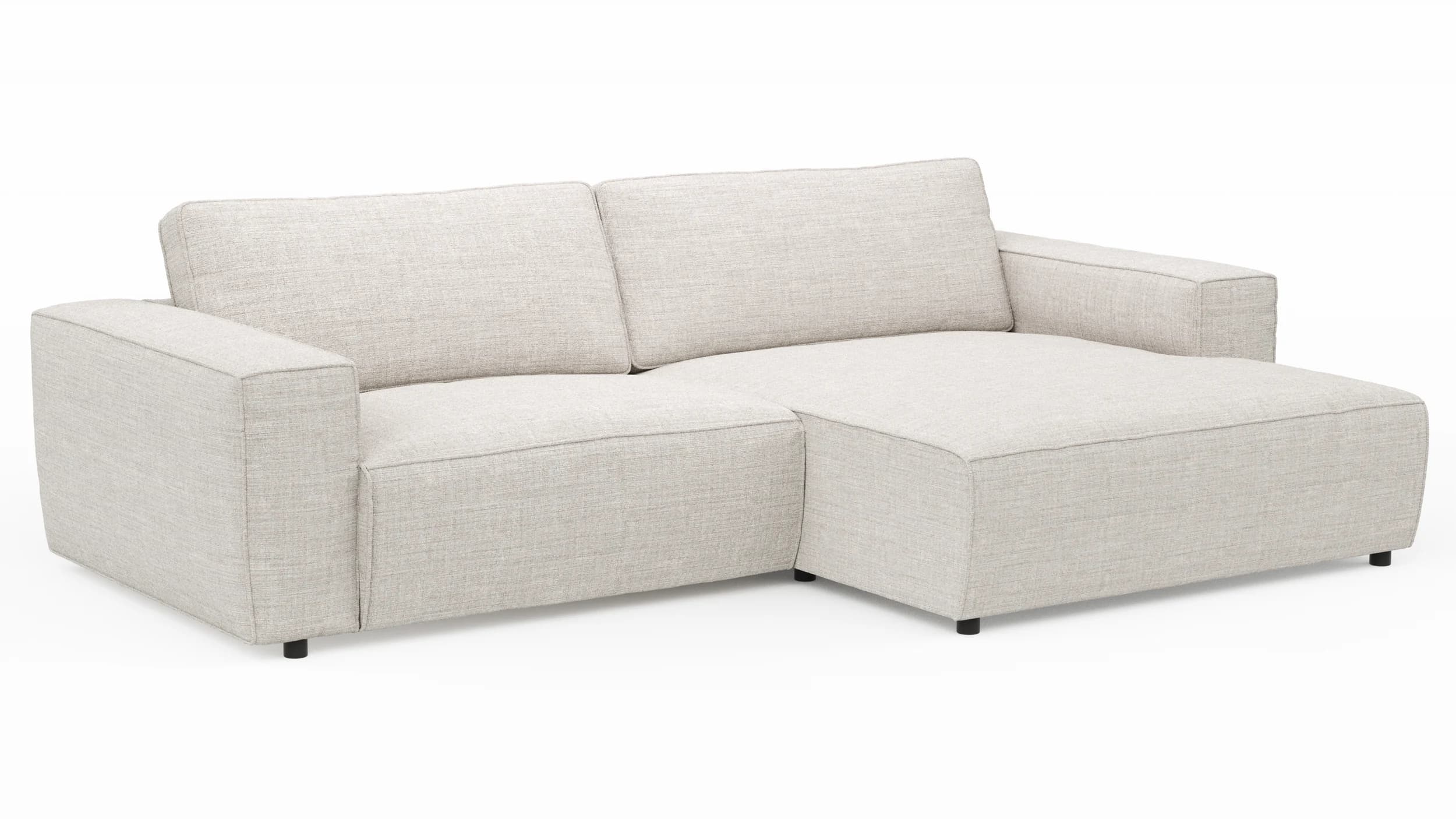 Ecksofa Lilaia - 1,5-Sitzer XL mit Chaise Longue XL rechts, Stoff, Kaschmir