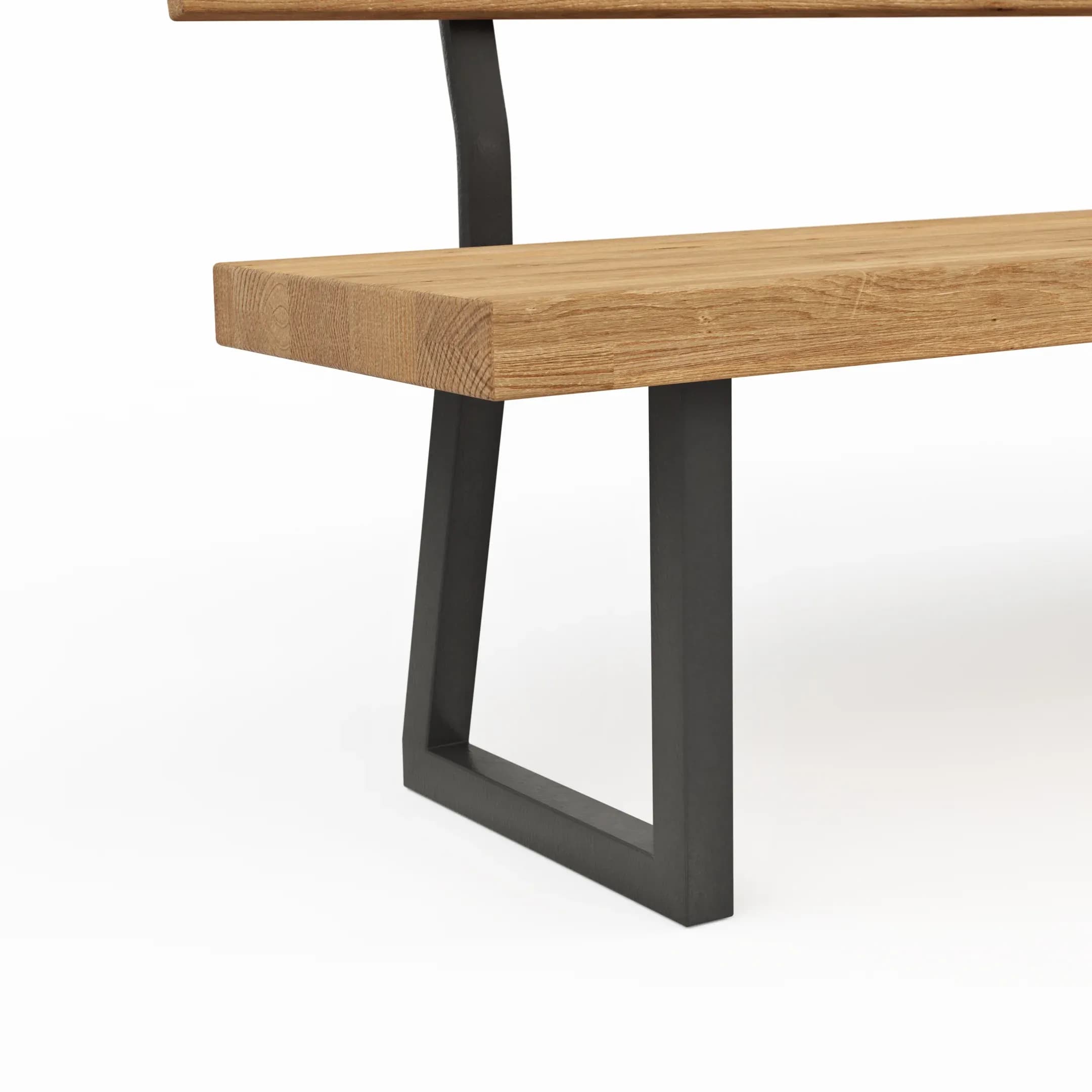 Holzbank Clifton - mit Rückenlehne, Breite ca. 220cm, Zerreiche massiv, natur