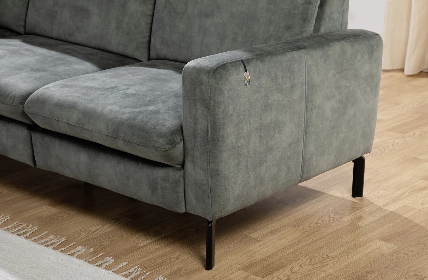 Wohnlandschaft - Longchair links mit 2-Sitzer und Ecke rechts, Stoff, Olive