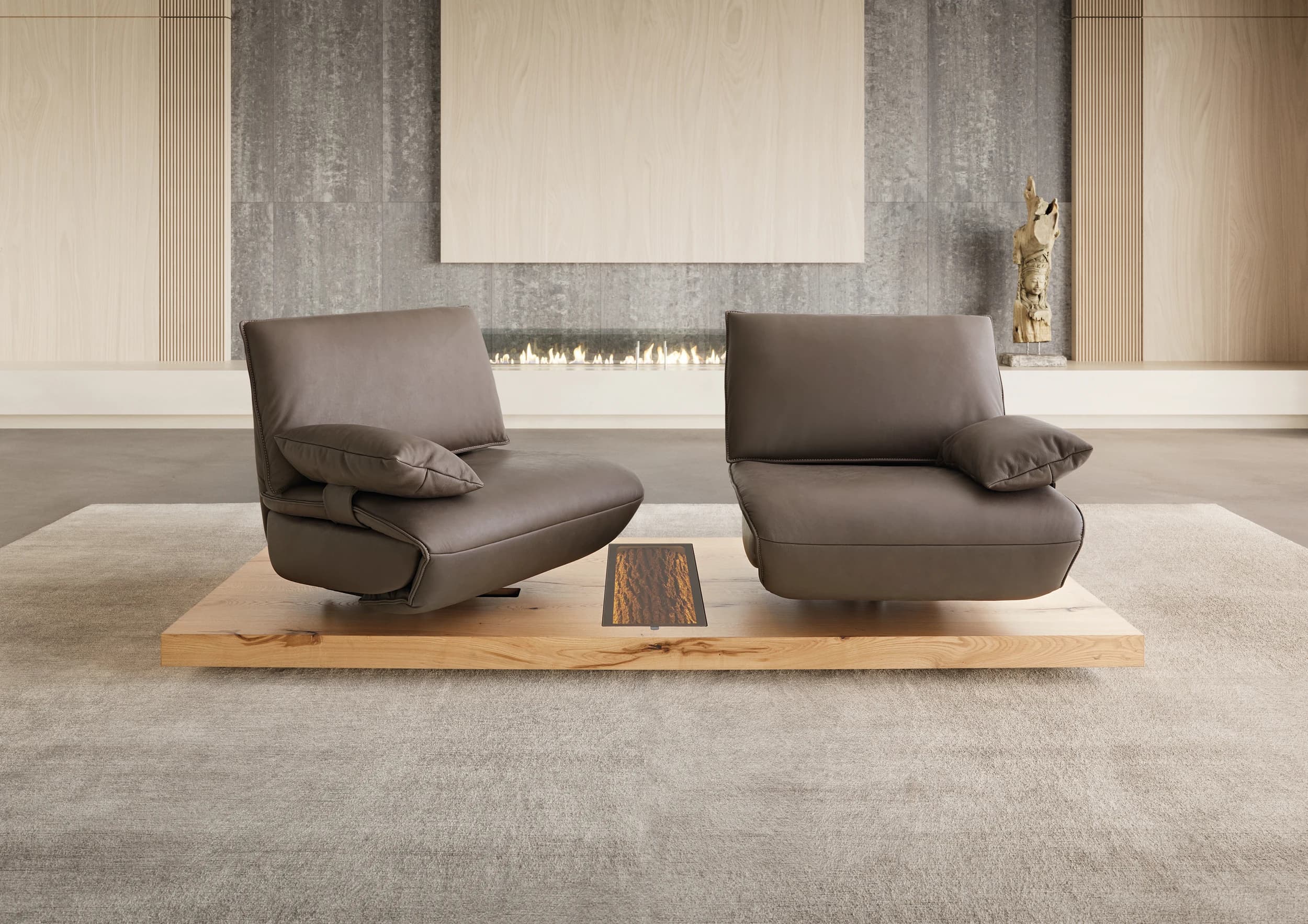 Sofa - 2-Sitzer, Relaxfunktion motorisch, Leder, Dunkelbraun