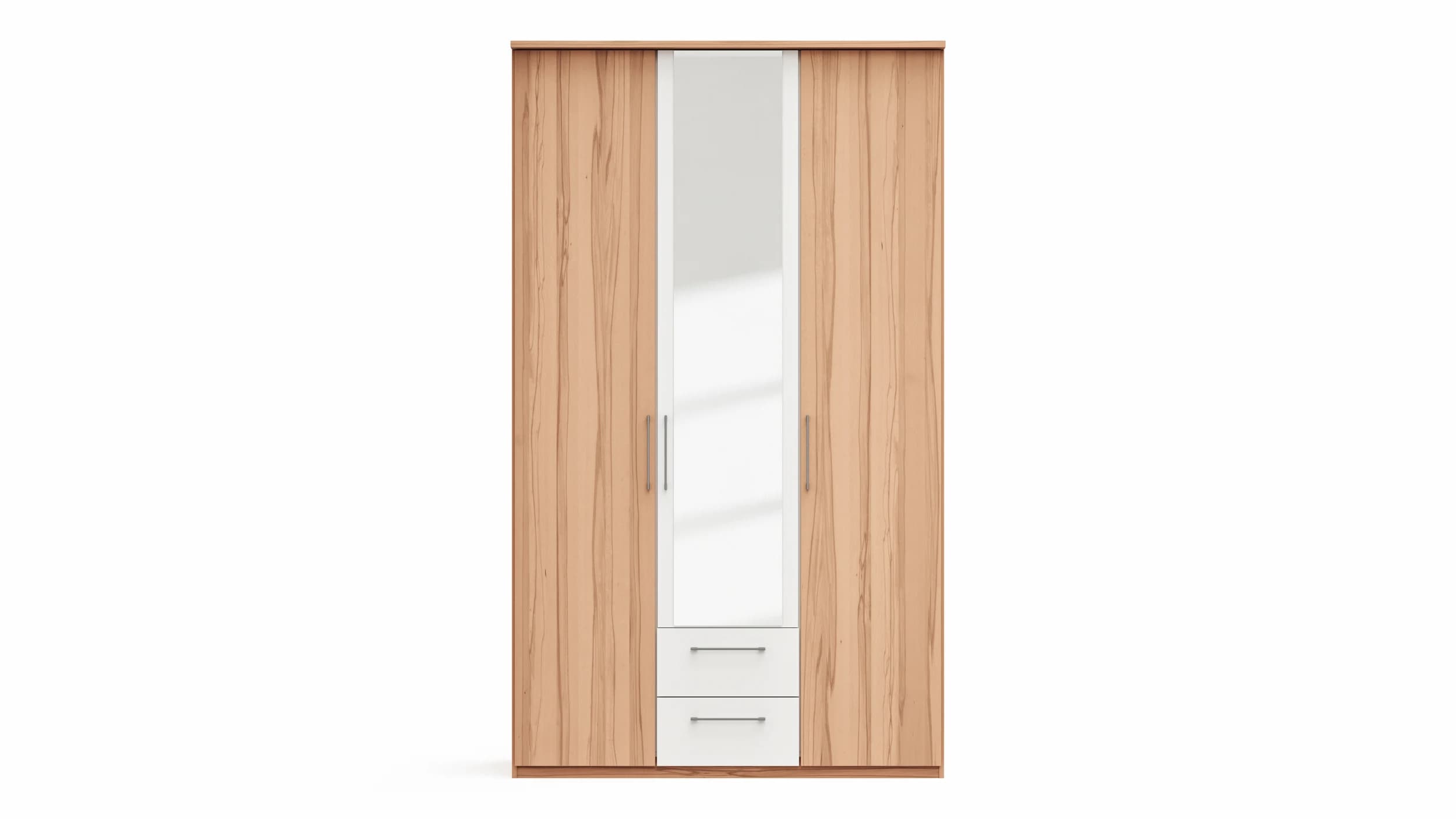 Drehtürenschrank Viana - B. ca. 136 cm, Furnier, Kernbuche, Weiß