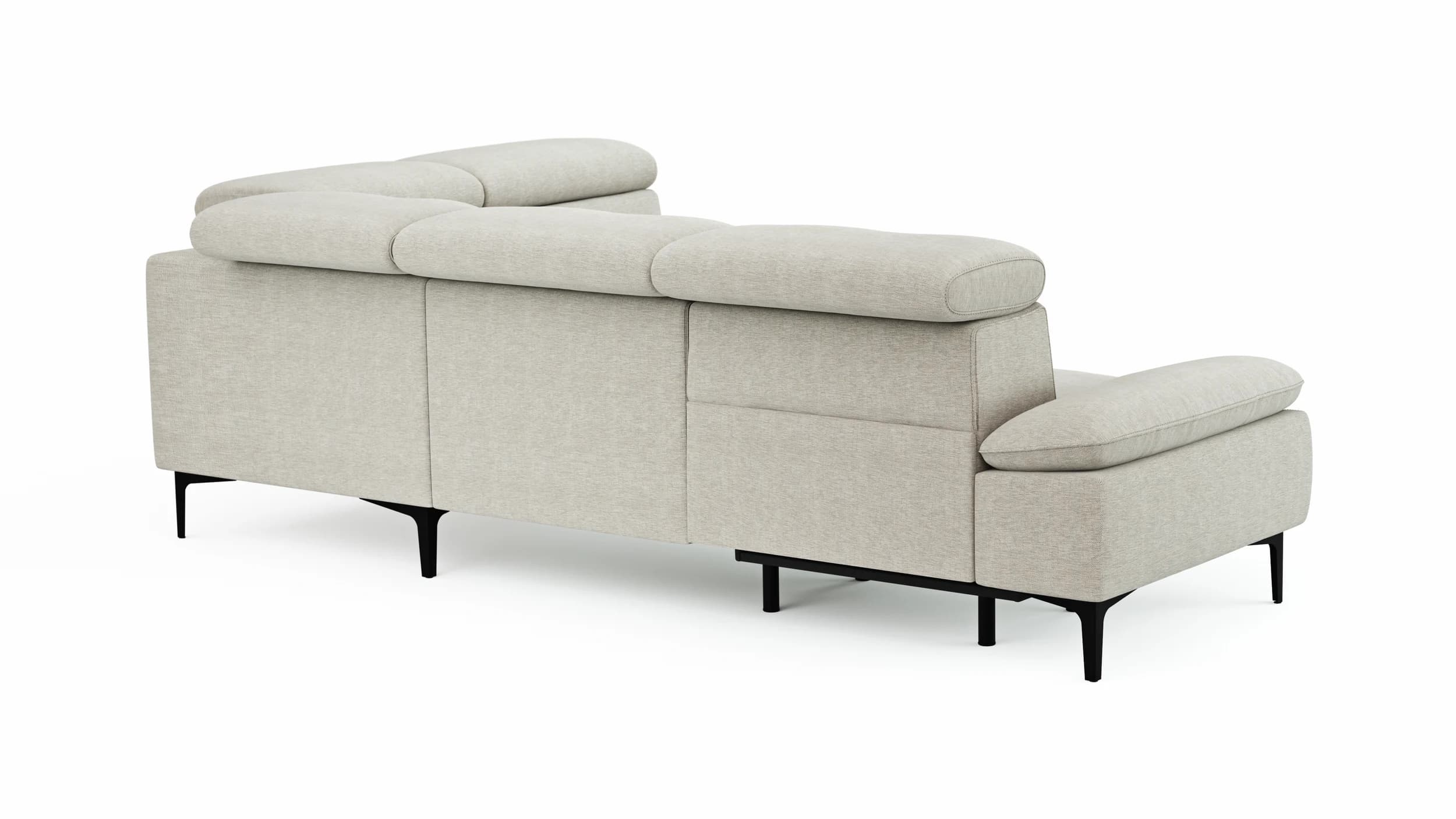 Ecksofa Felipa - 2,5-Sitzer mit Ecke rechts inkl. Armlehne verstellbar und Rückenlehne/Sitztiefe verstellbar (motorisch), Stoff, Natur