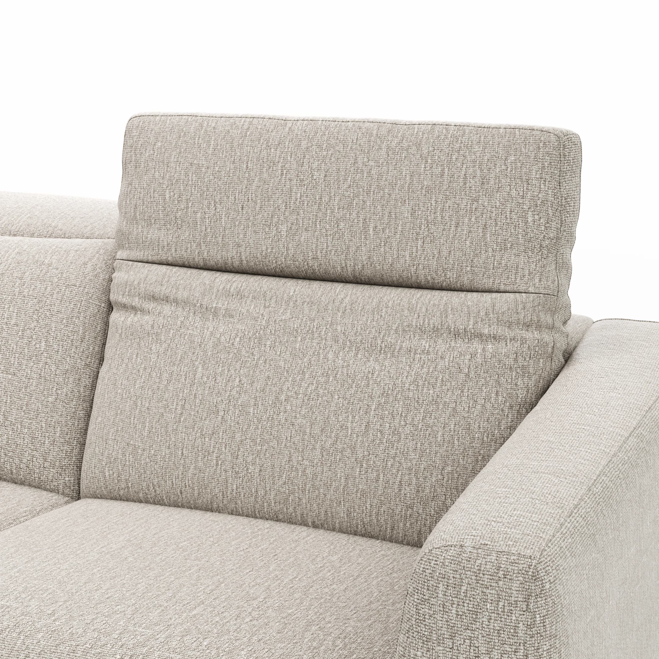 Ecksofa Rafaela 2.0 - Longchair mit 2,5-Sitzer rechts inkl. Sitzvorzug, Kopteilverstellung motorisch und Relaxfunktion motorisch im Longchair, Stoff, Champagner