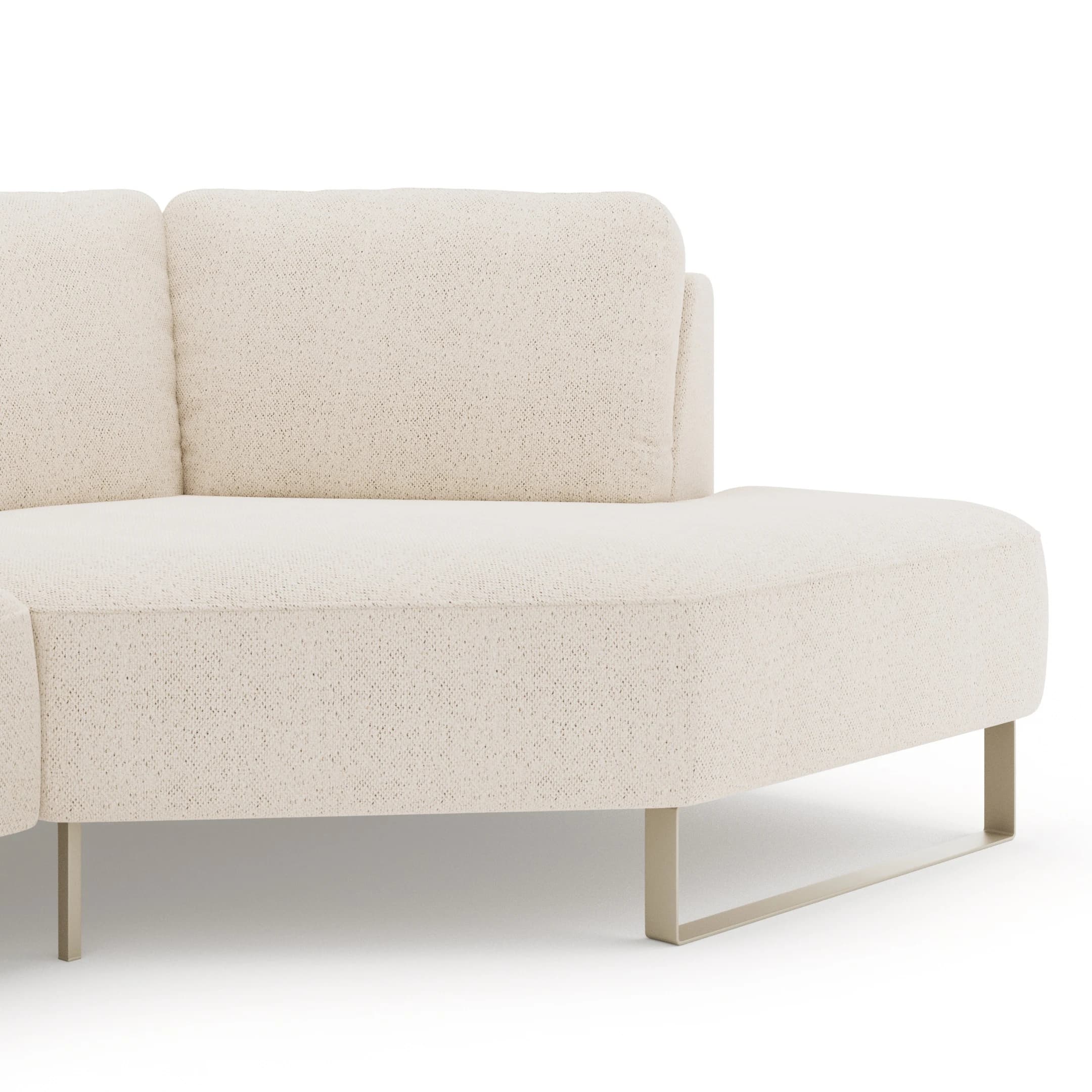Ecksofa Leona - 2,5-Sitzer mit Ecke rechts inkl. Relaxfunktion motorisch, Stoff, Creme 