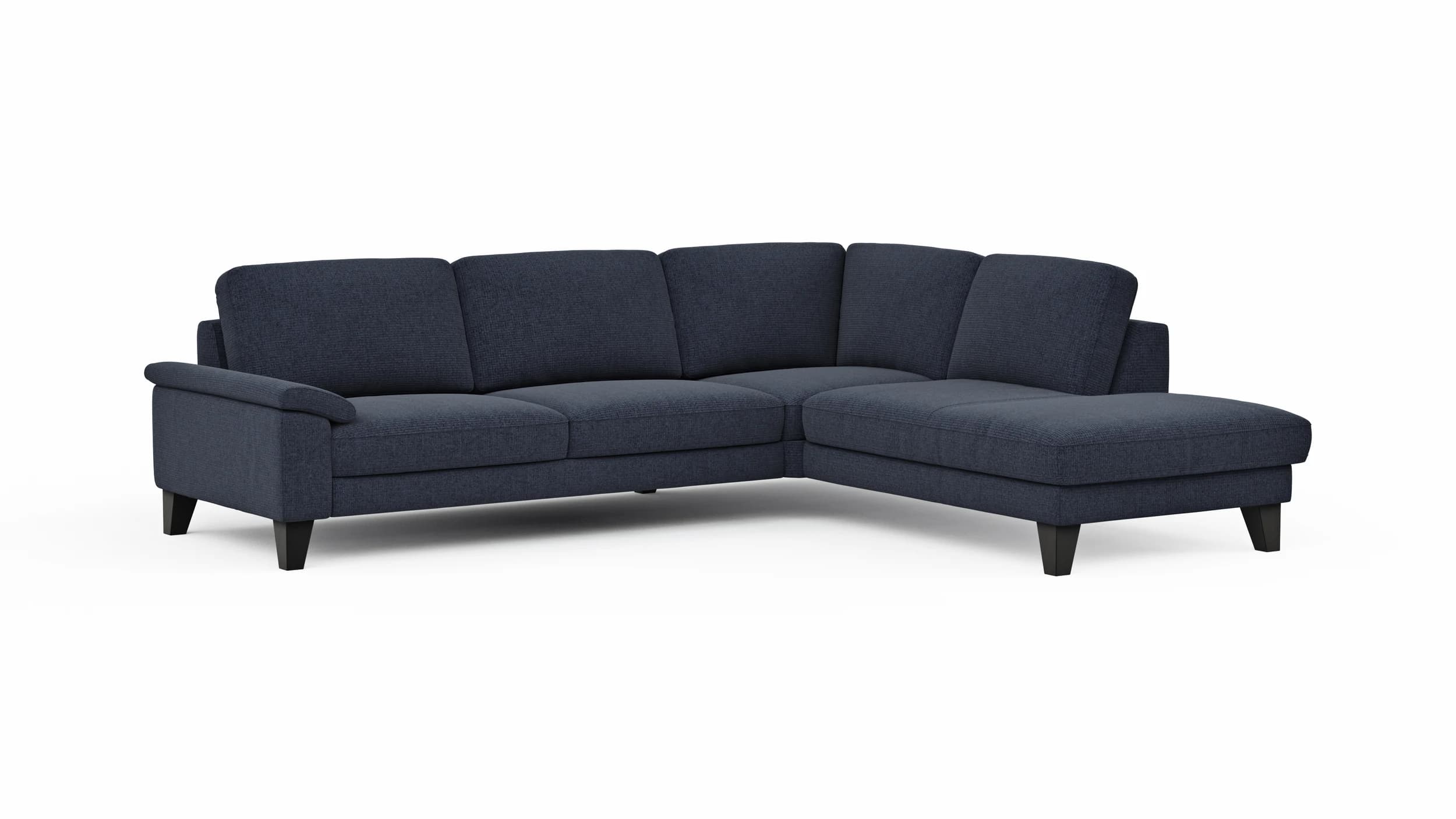 Ecksofa Oviedo - 2,5-Sitzer mit Ecke rechts, Stoff, Dunkelblau