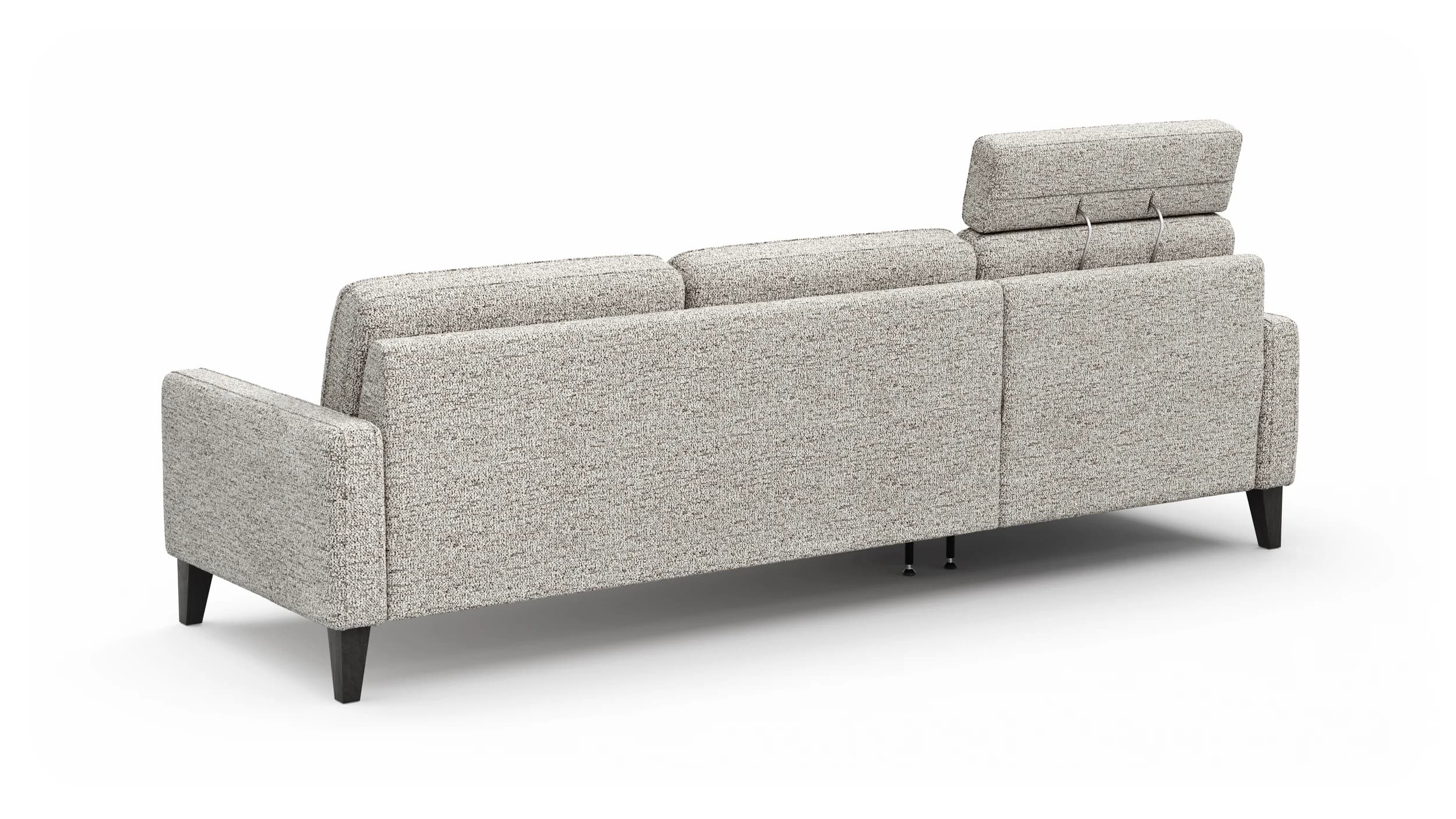 Ecksofa Matero - Longchair + 2,5-Sitzer rechts inkl. Relaxfunktion motorisch, Stoff, Graubeige