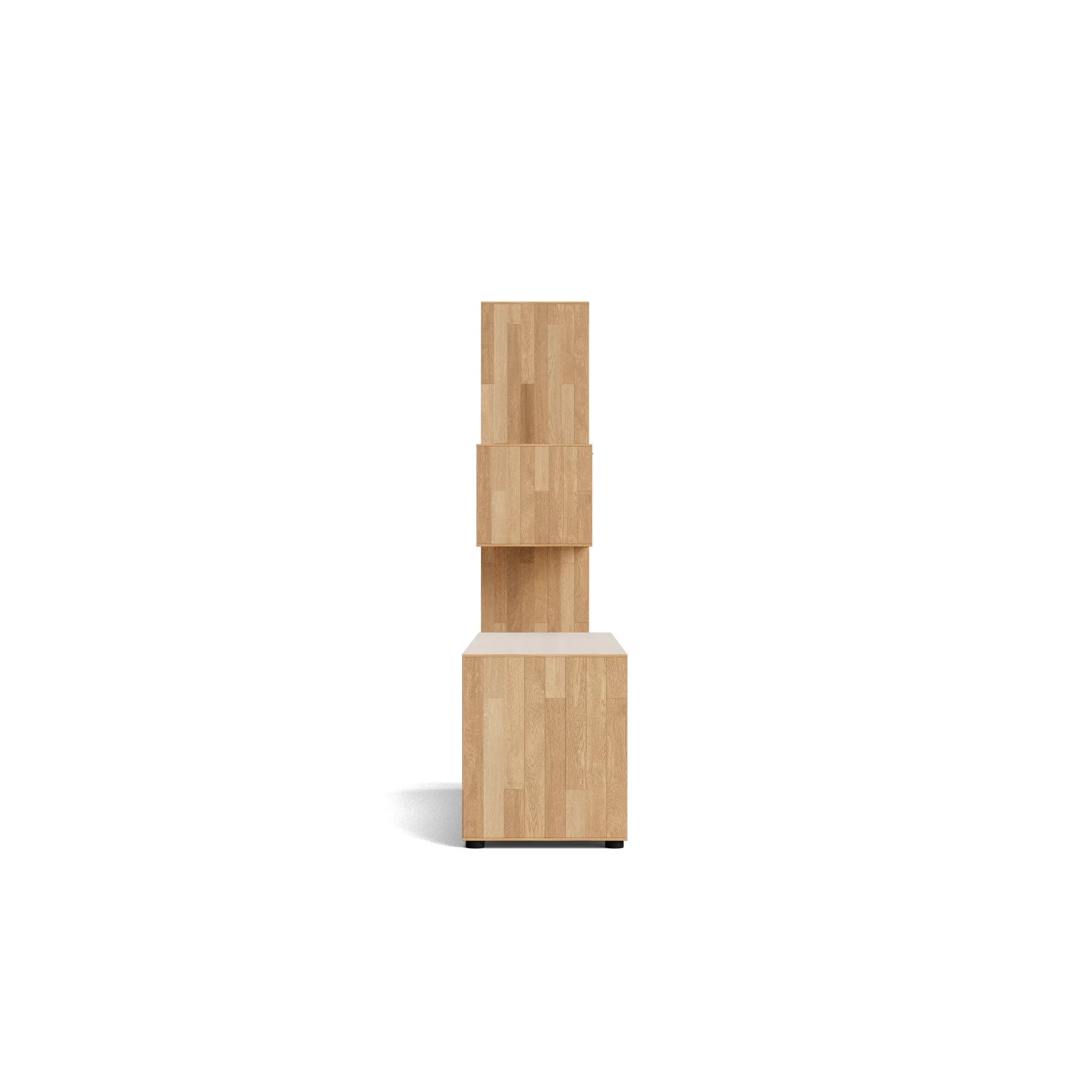 Wohnwand Koruna - Eiche massiv legno geölt, Front Glas cremeweiß