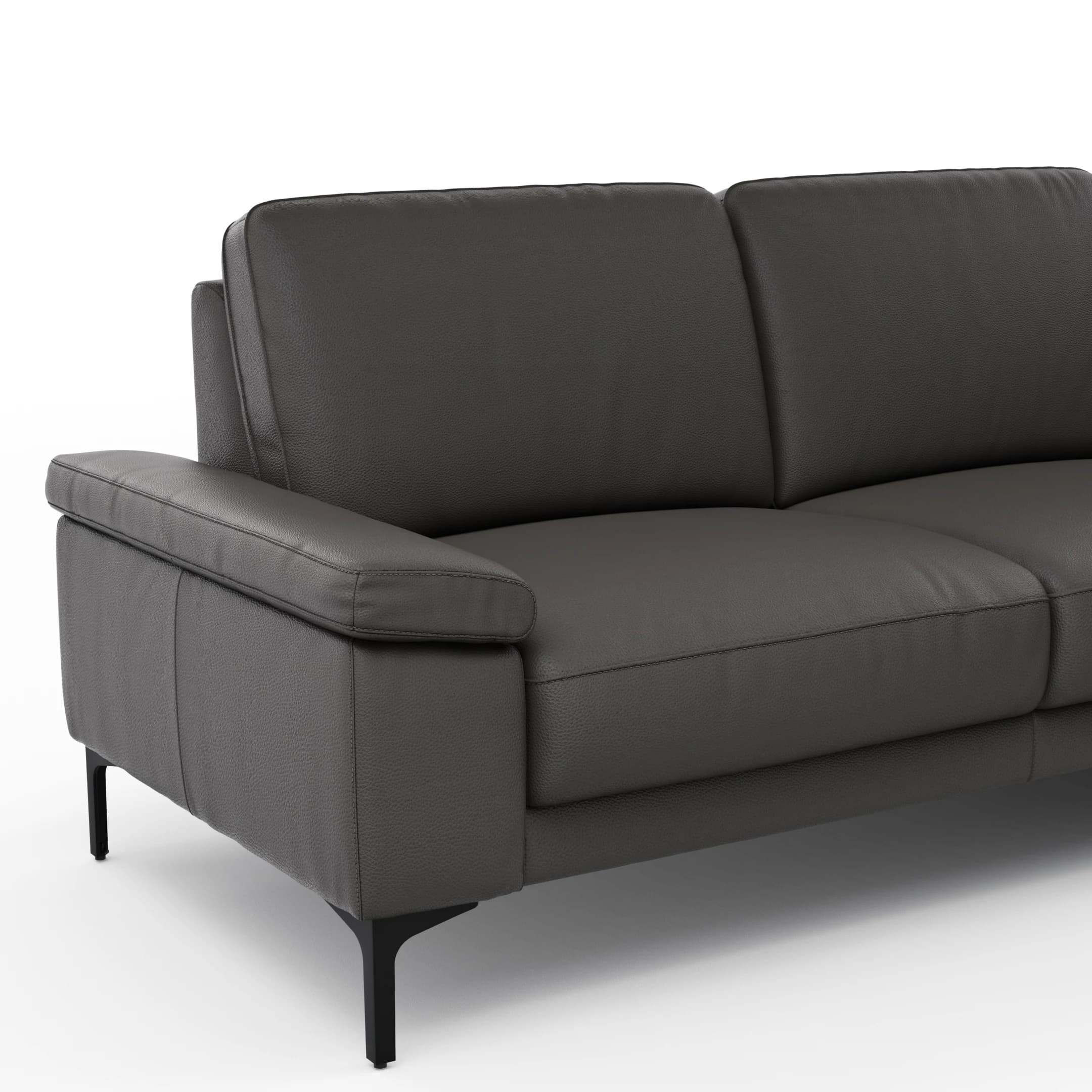 Ecksofa Matero - 2-Sitzer mit Ecke rechts, Leder, Anthrazit