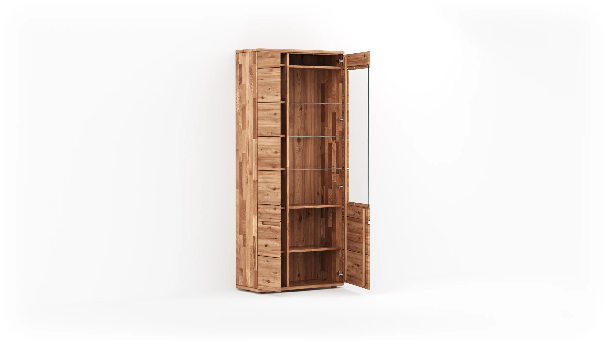 Vitrine Cartago Soft - Astbuche massiv, natur geölt