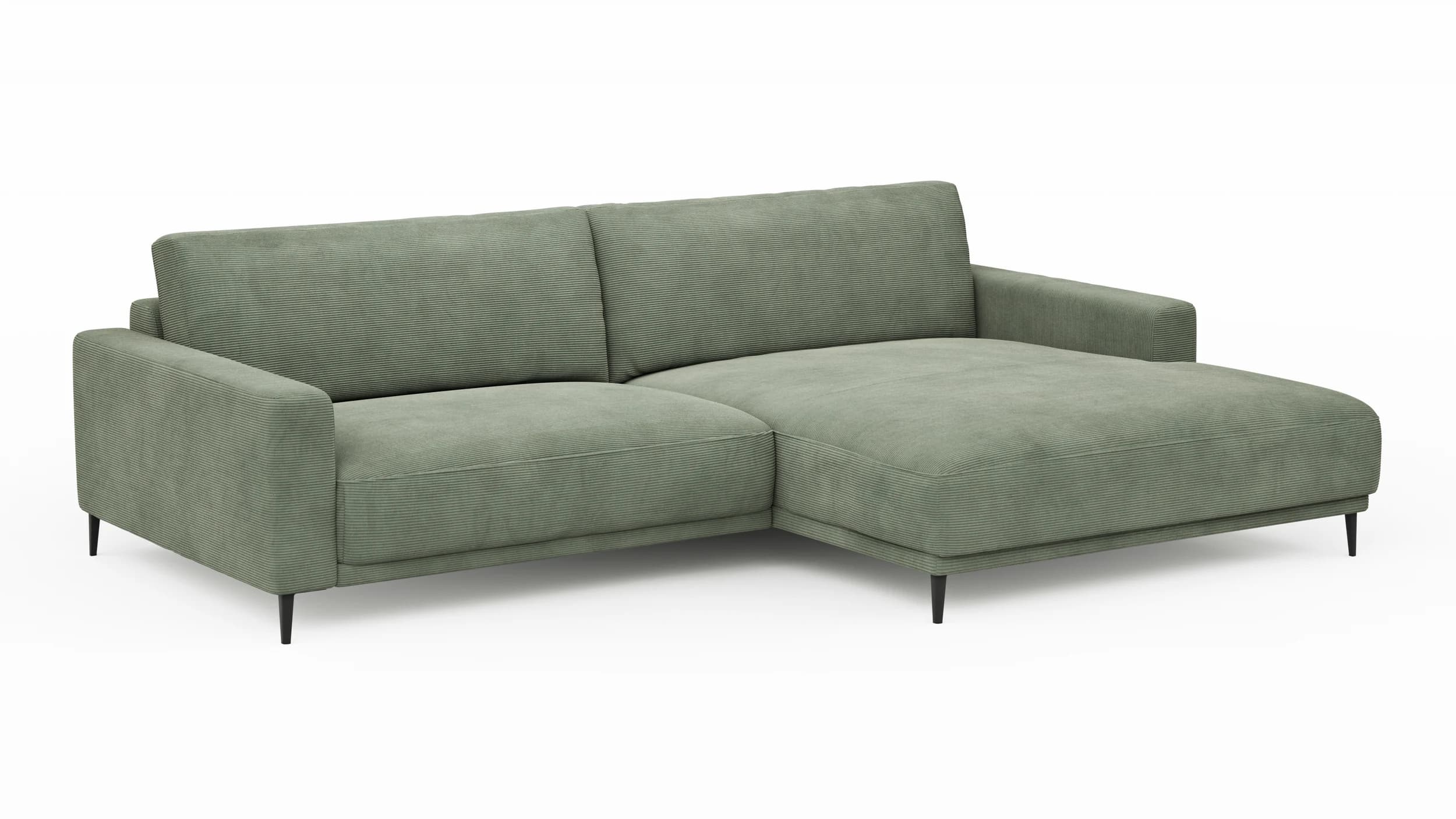 Ecksofa Solero 2.0 - 1,5-Sitzer mit Longchair groß rechts, Stoff, Olivgrün