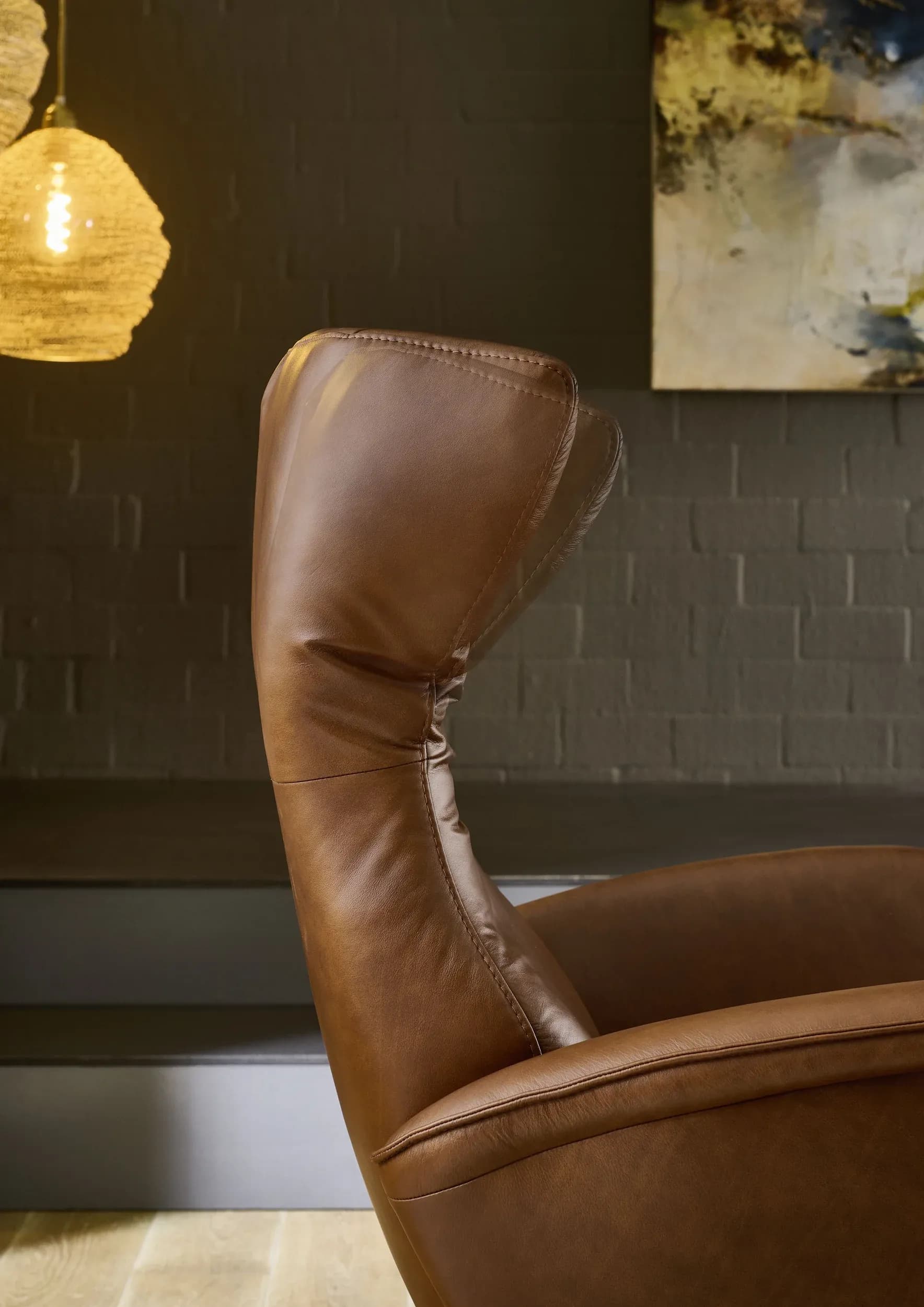 Sessel - Gr.M, Relaxfunktion, Leder, Cognac