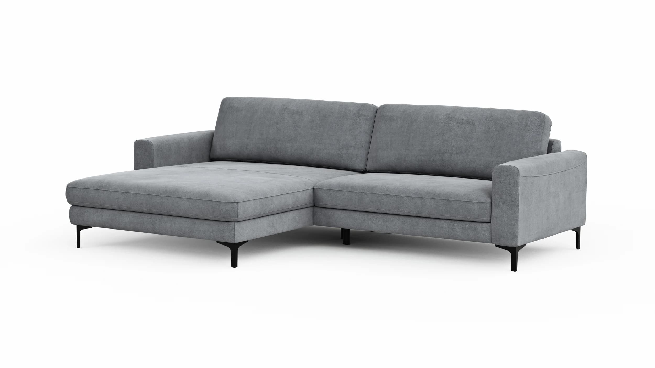 Ecksofa Oviedo - Longchair links mit 1,5-Sitzer, Stoff, Grau