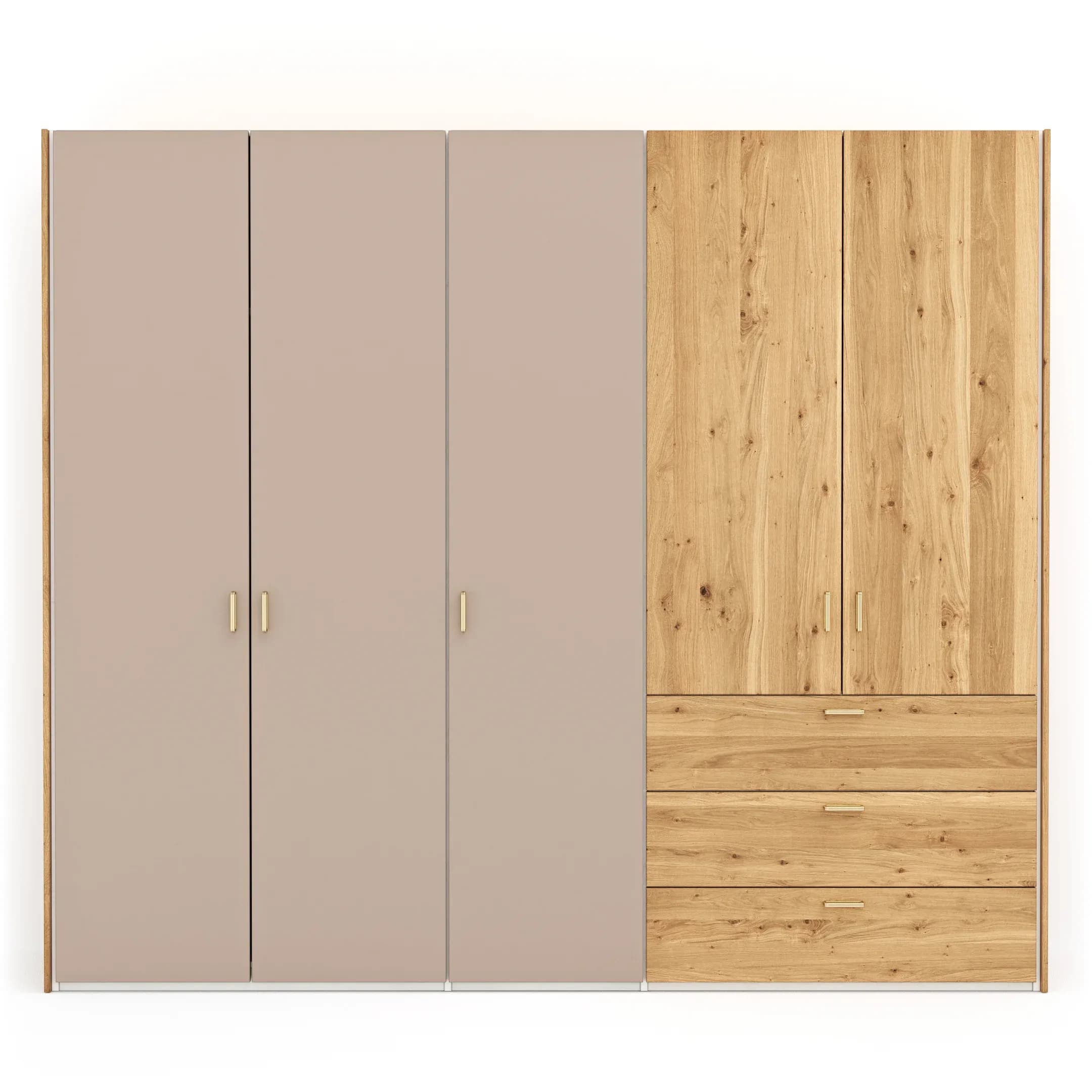 Drehtürenschrank Colorado - B. ca. 257cm, Nougat / Eiche furniert
