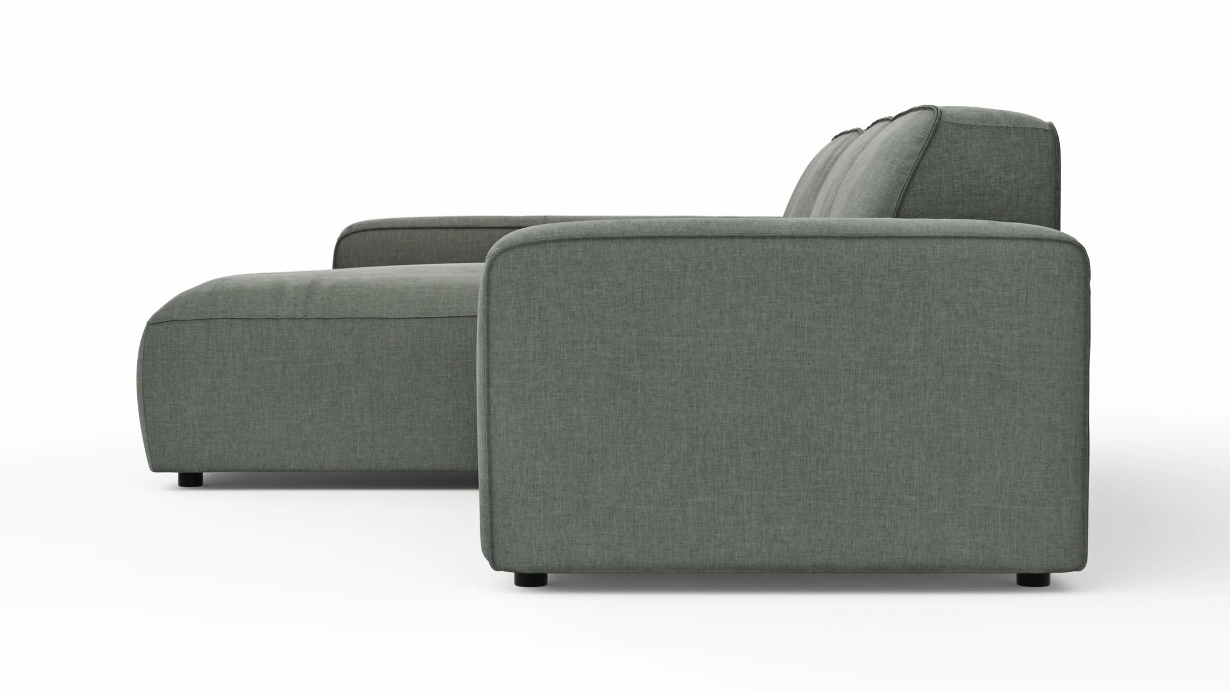 Ecksofa Denver - Longchair links mit 2-Sitzer, Stoff, Grau