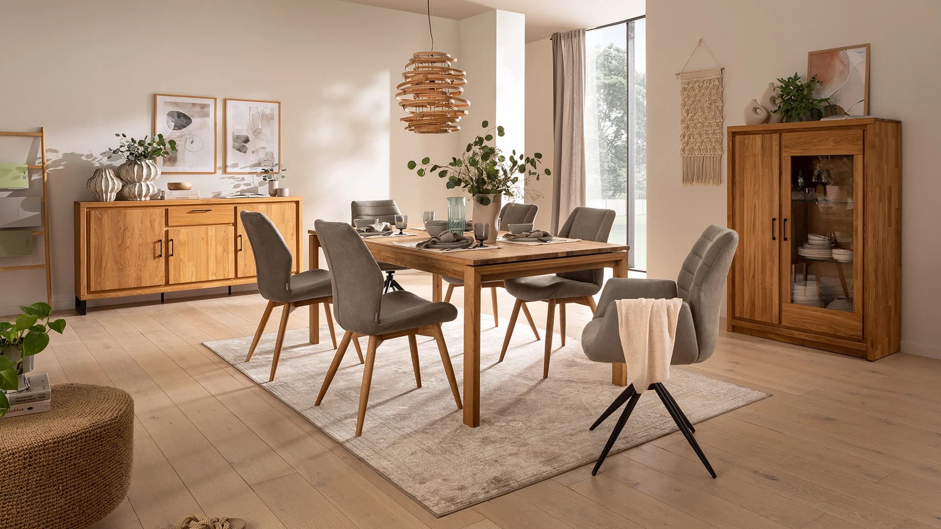 Sideboard Farmingdale light - Eiche massiv, natur geölt