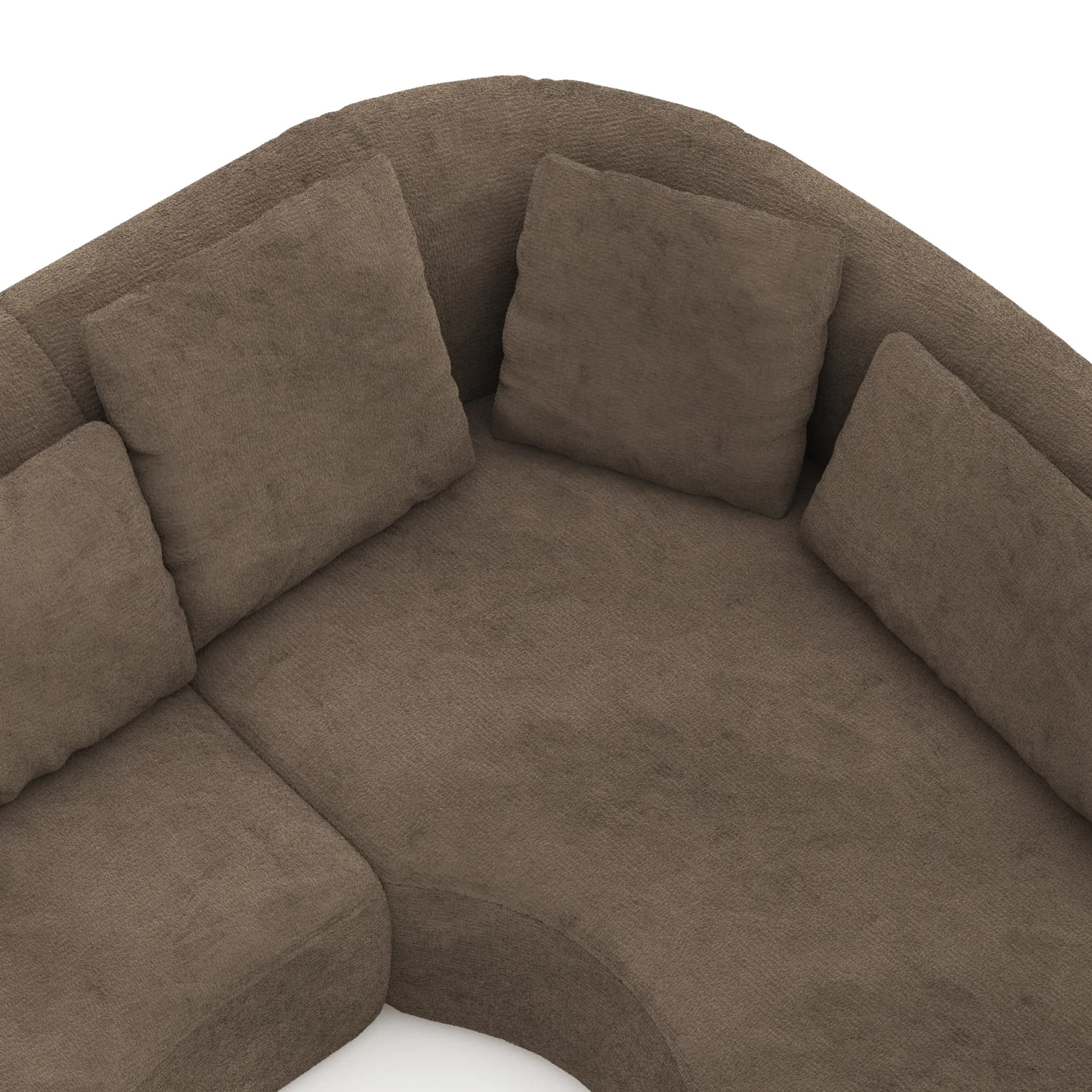 Ecksofa Karasu - 3-Sitzer mit Ottomane rechts, Stoff, Taupe