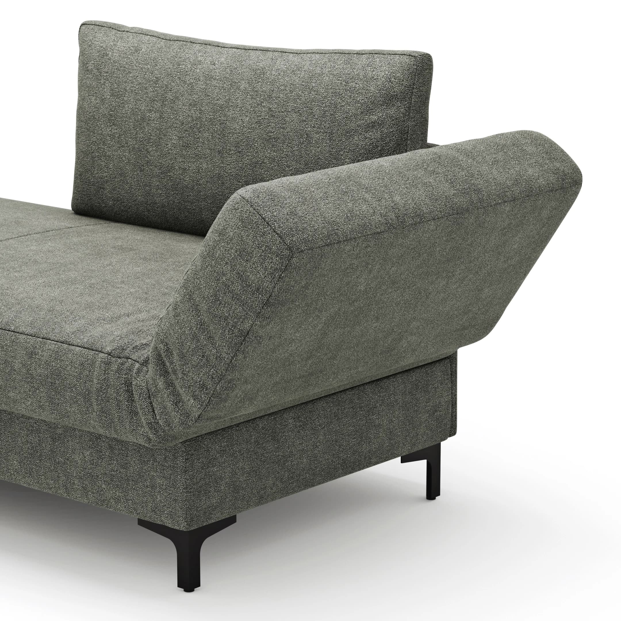 Schlafsofa Verano - Ausrichtung rechts inkl. Schlaffunktion und Bettkasten, Stoff, Grün