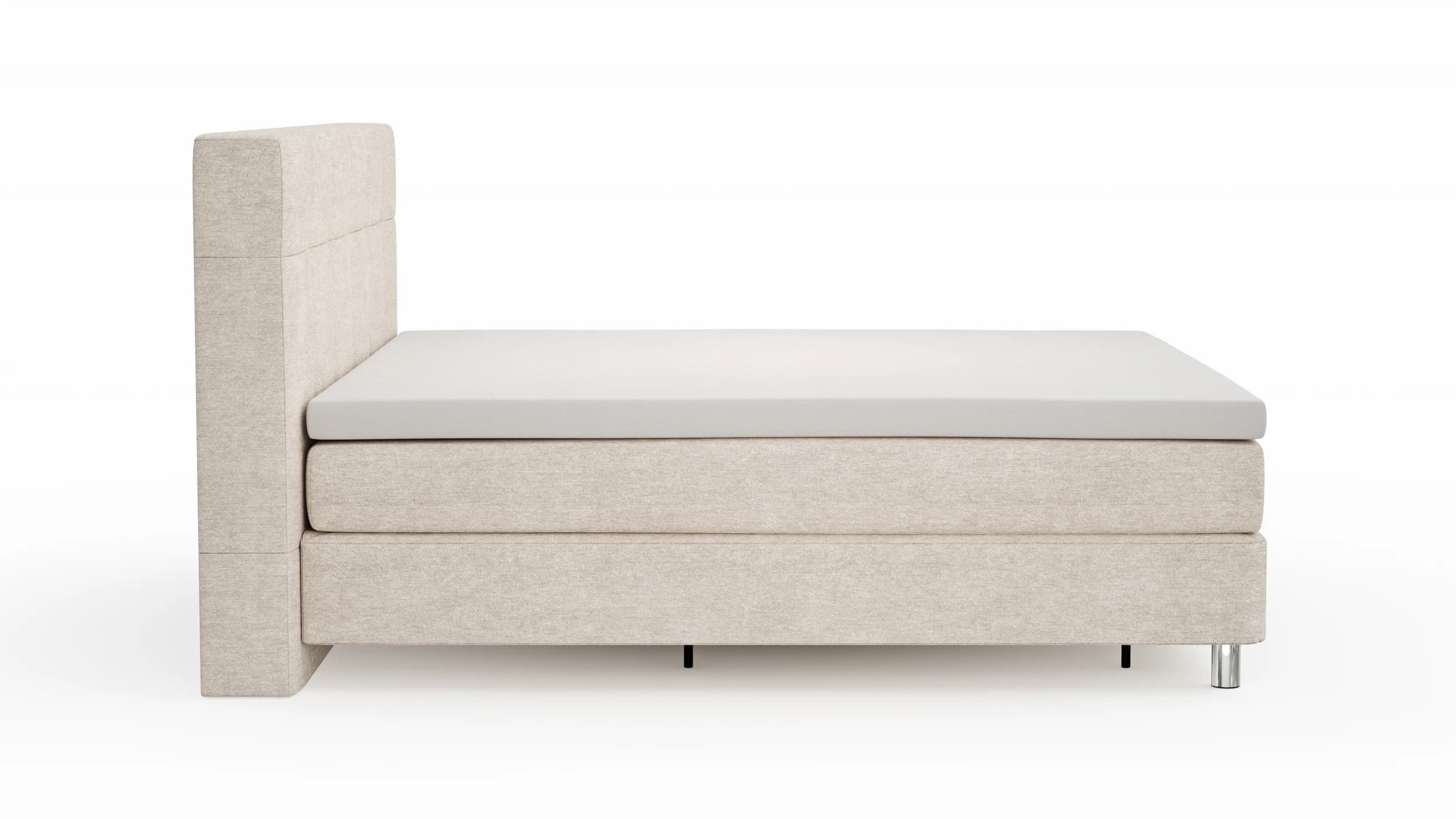 Boxspringbett Alpin - Liegefläche 200x200cm, Stoff, Graubeige