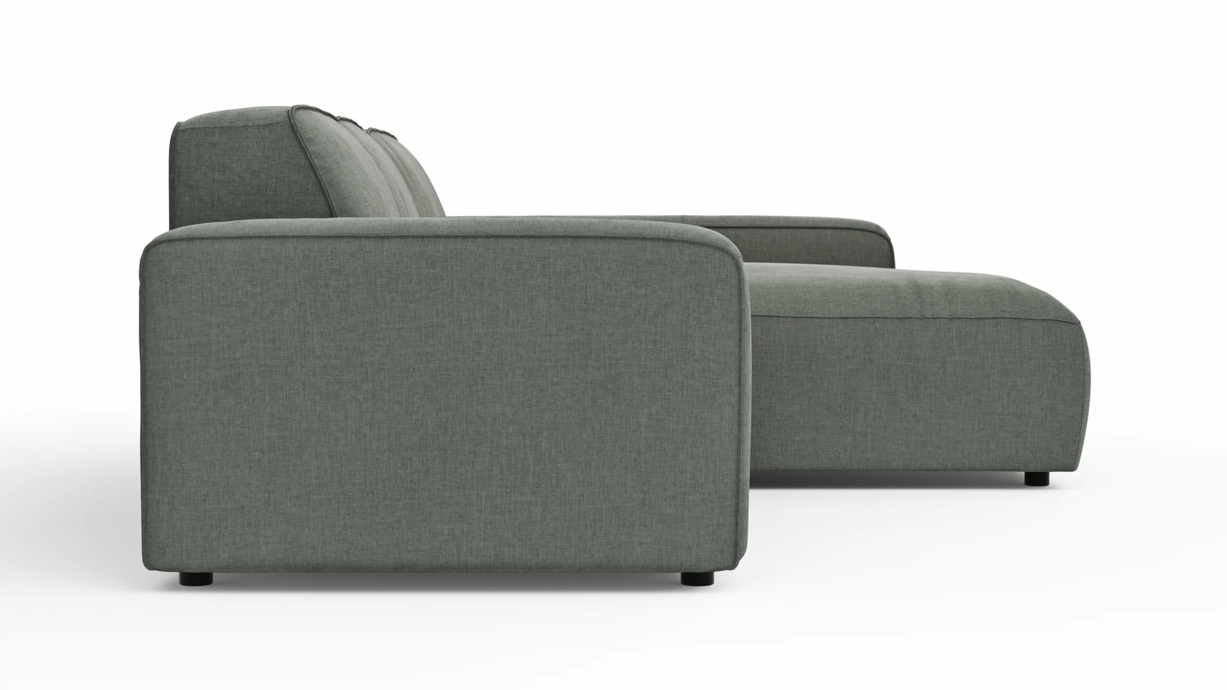 Ecksofa Denver - 2-Sitzer mit Longchair rechts, Stoff, Grau