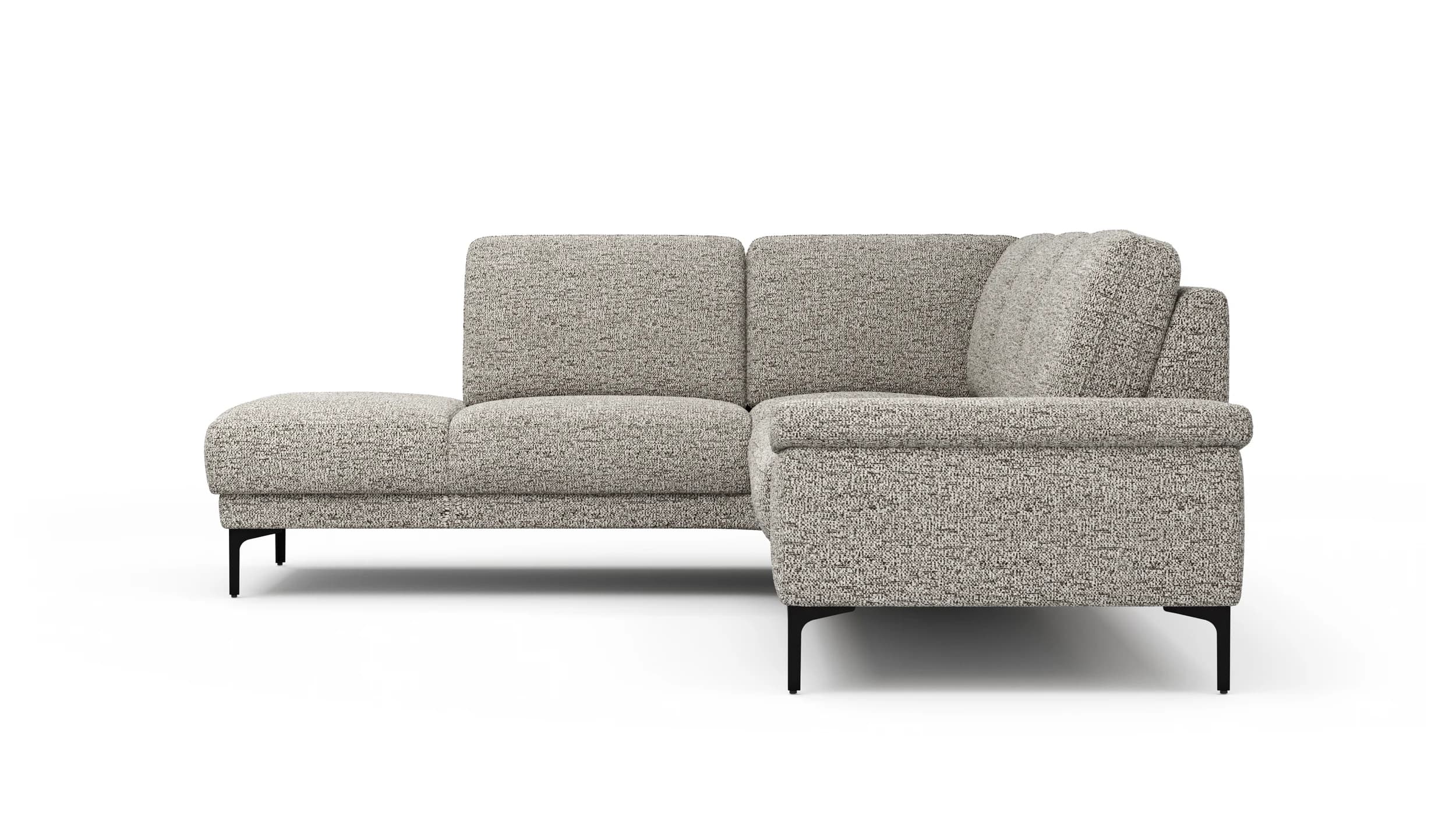 Ecksofa Matero - Ecke mit 2-Sitzer rechts, Stoff, Graubeige