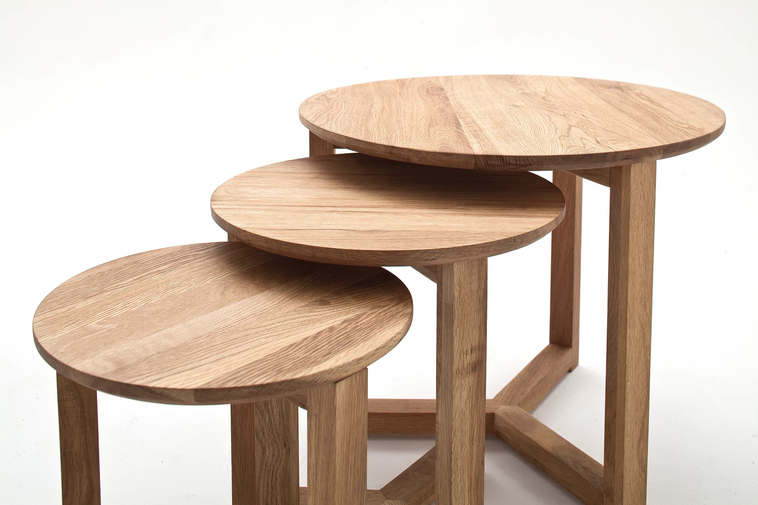 Couchtisch - 3-er Set, Asteiche massiv